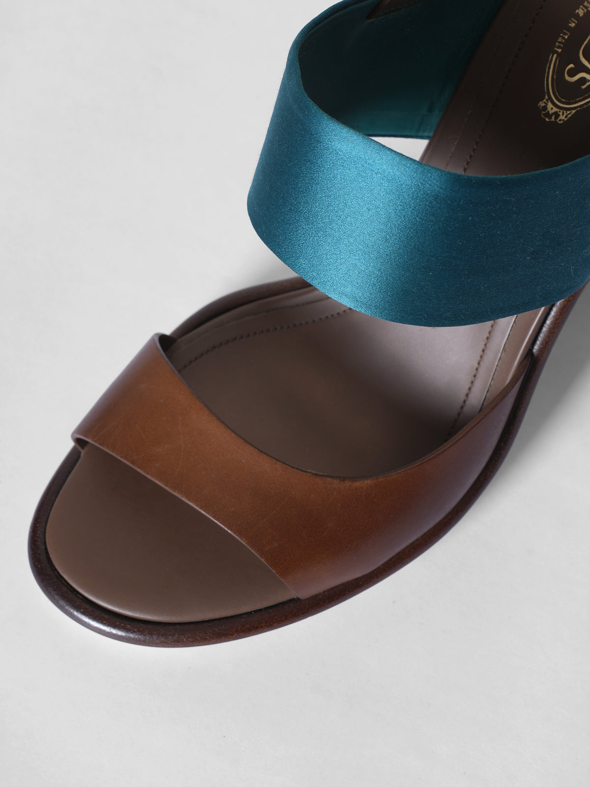 New Tod's Two Tone Leather And Satin Heels