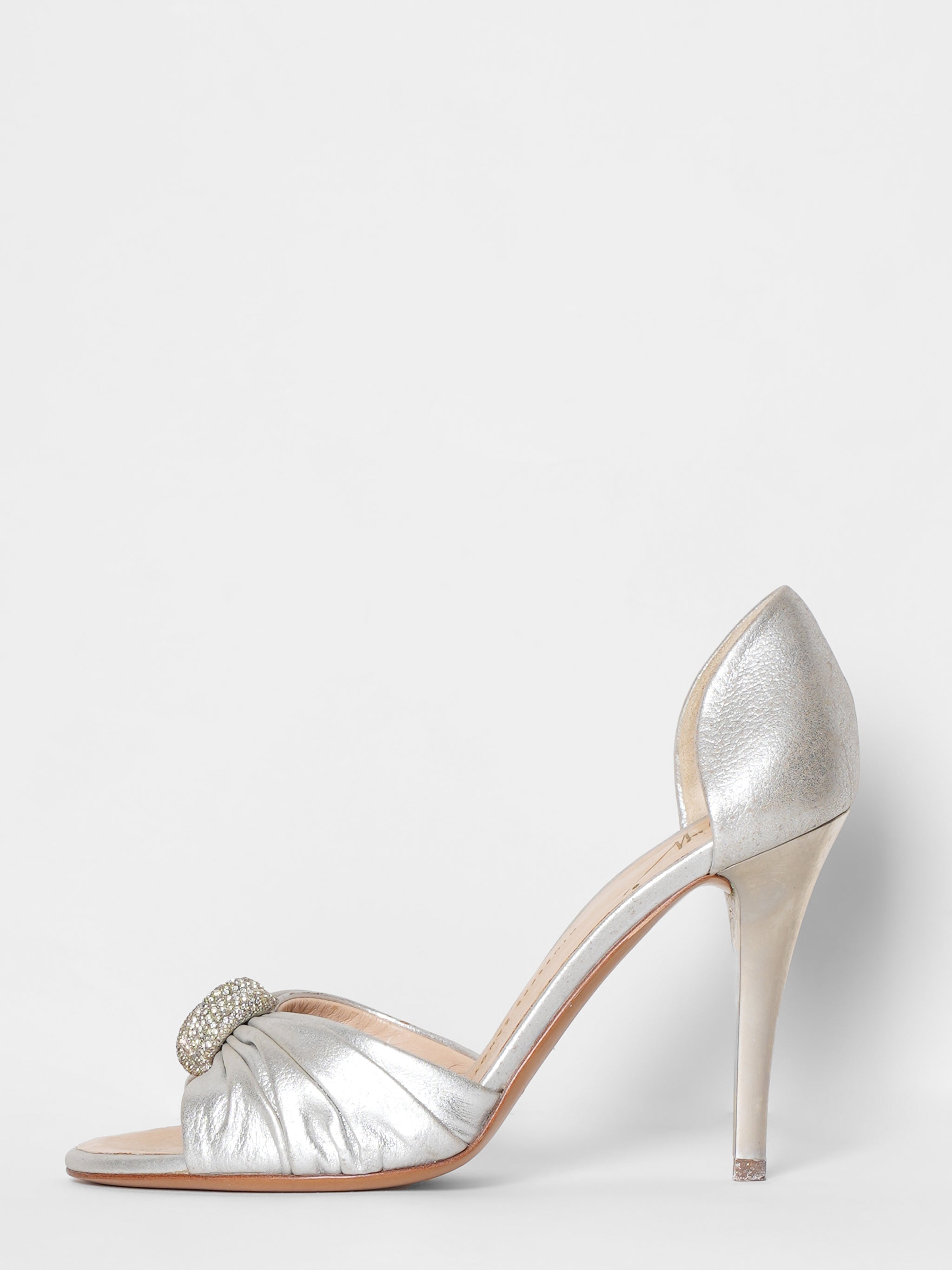 Giuseppe Zanotti Vintage Silver Leather Slip On Sandals