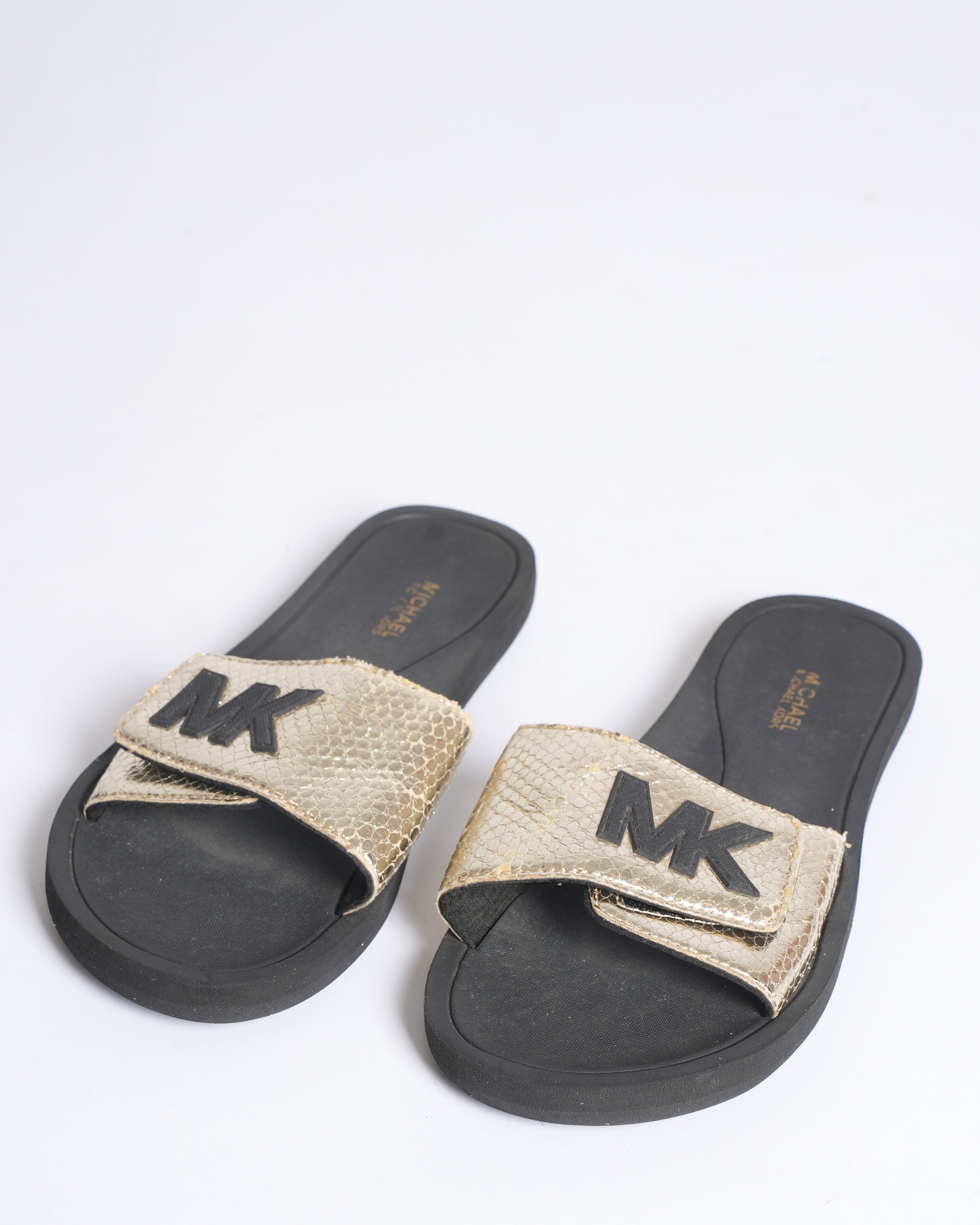 Sandals Mk Slides Gold Michael Kors Rose Gold Palmer Slides