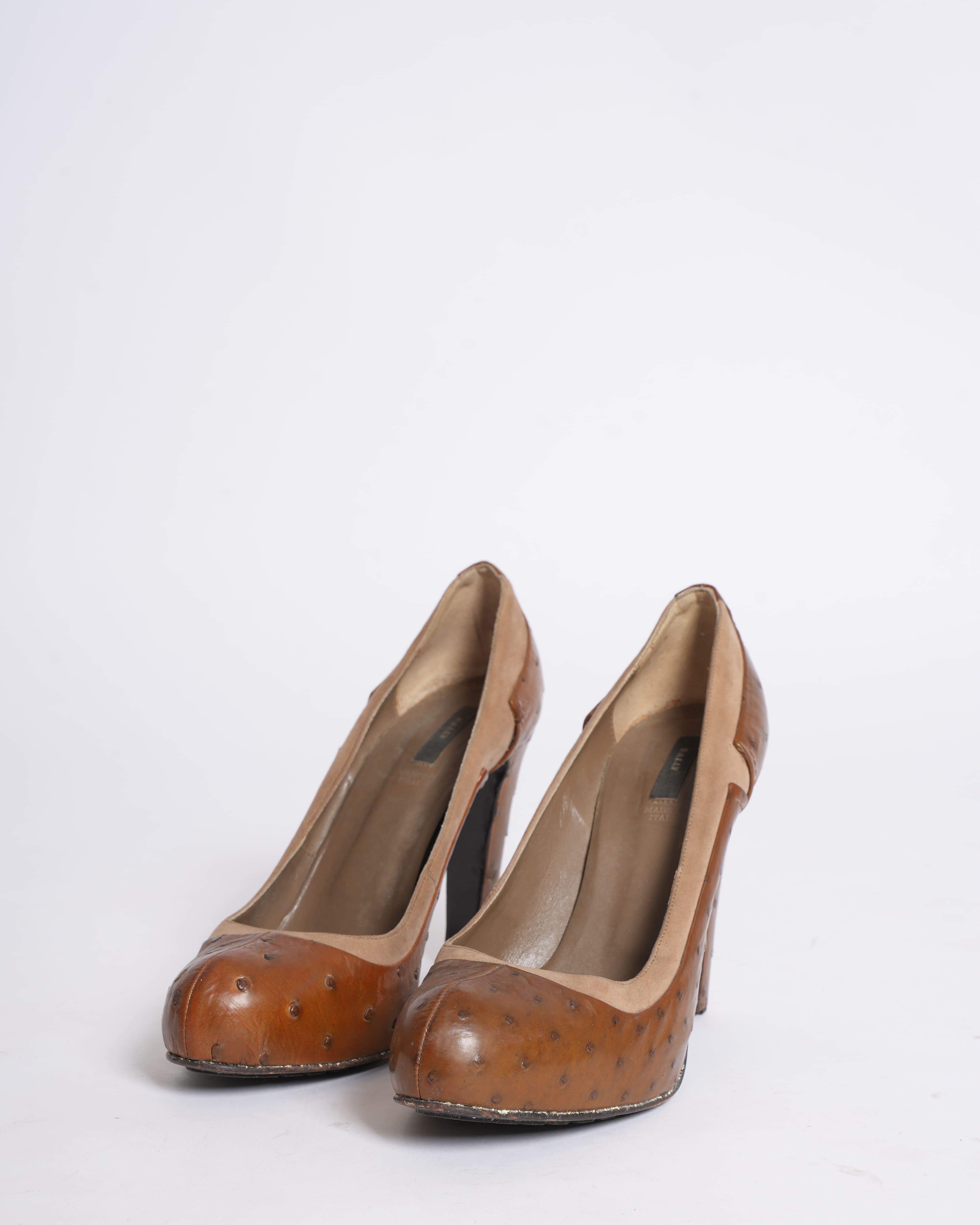 Bally Ostrich Suede Pumps