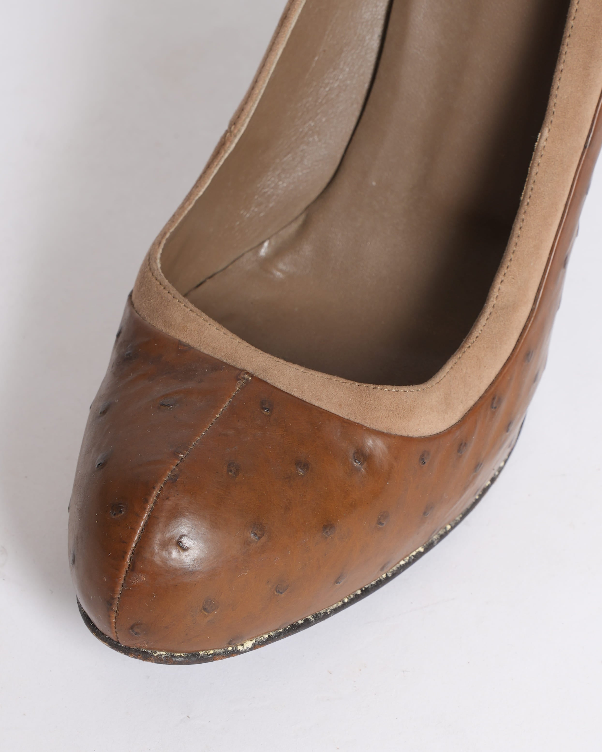 Bally Ostrich Suede Pumps