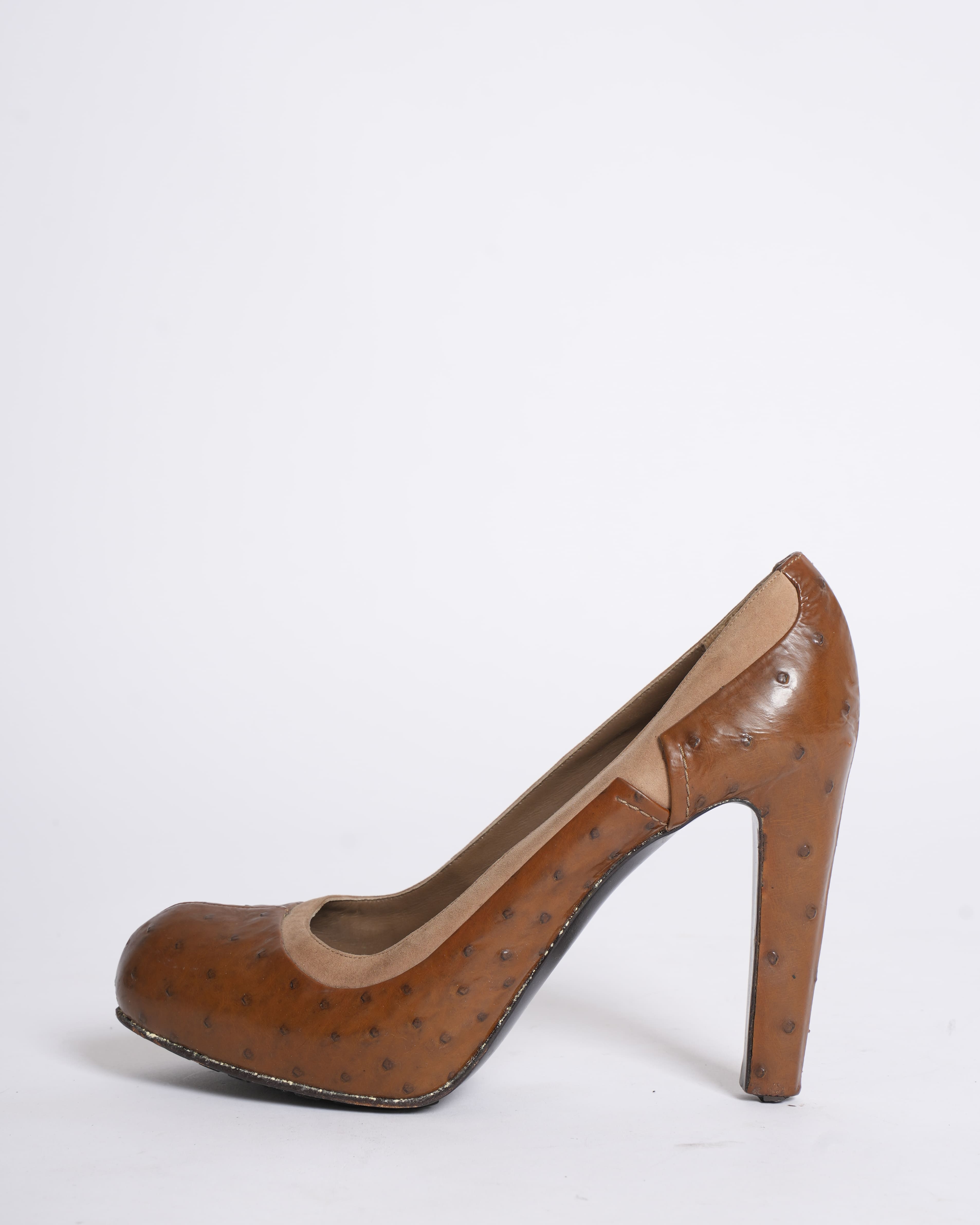 Bally Ostrich Suede Pumps