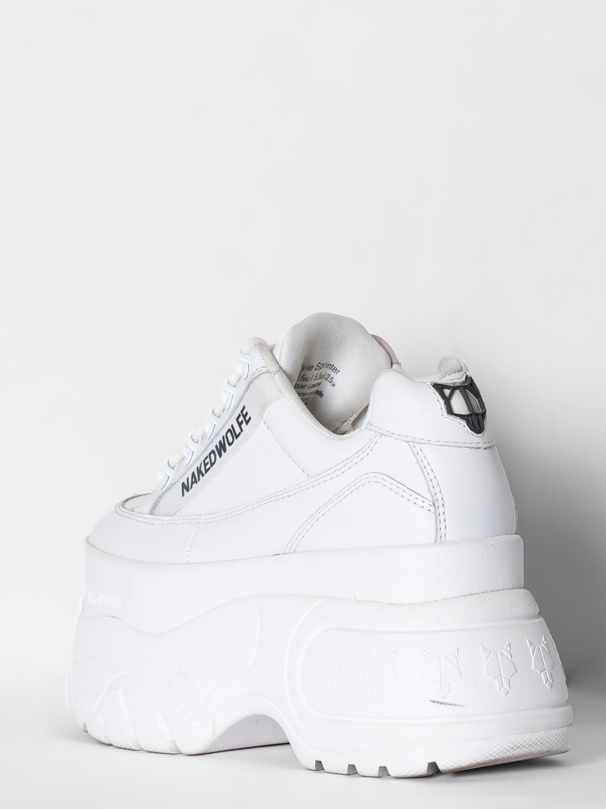 Naked Wolfe Sprinta White Leather Mega Platform Sneakers