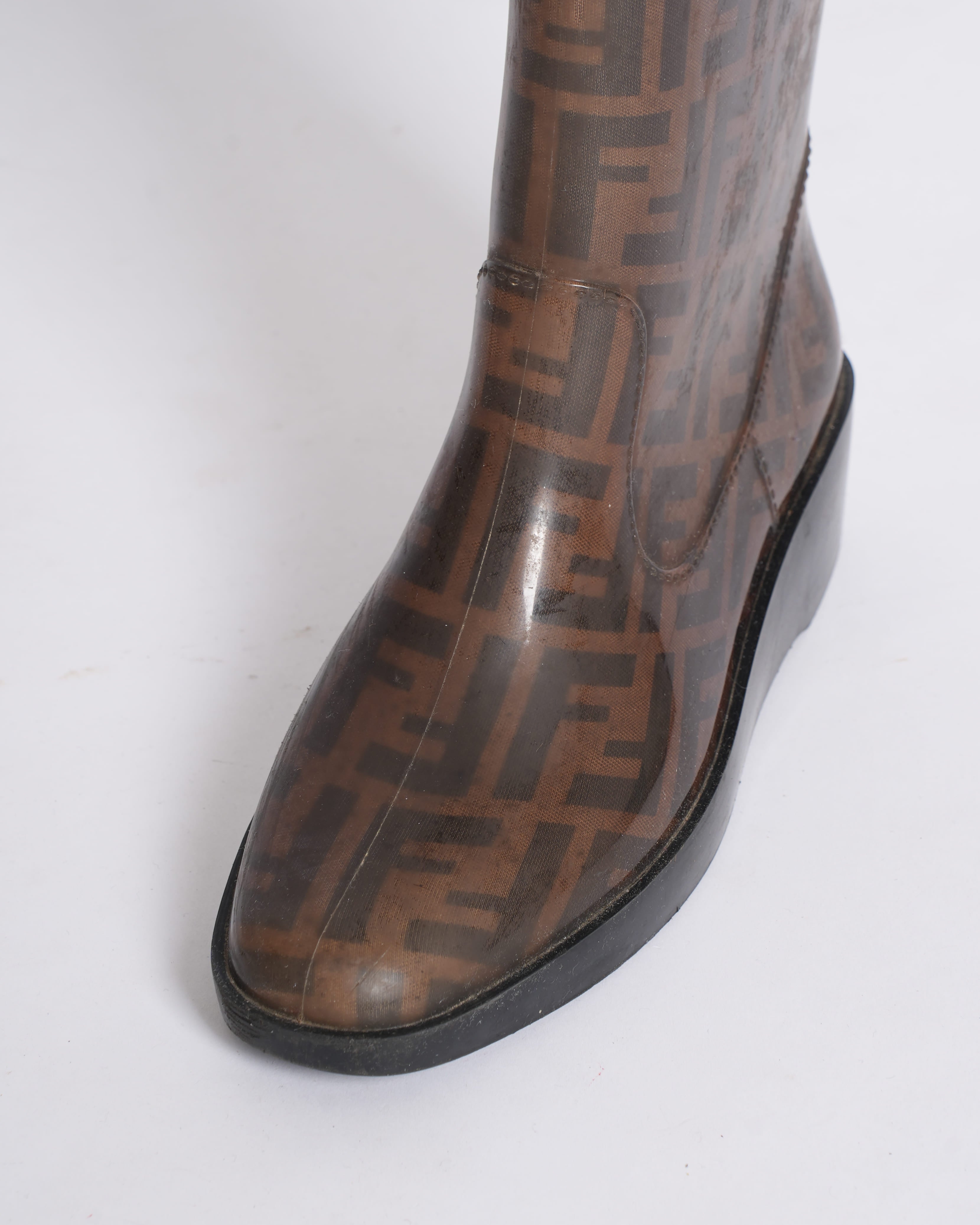 Fendi zucca rubber high boots