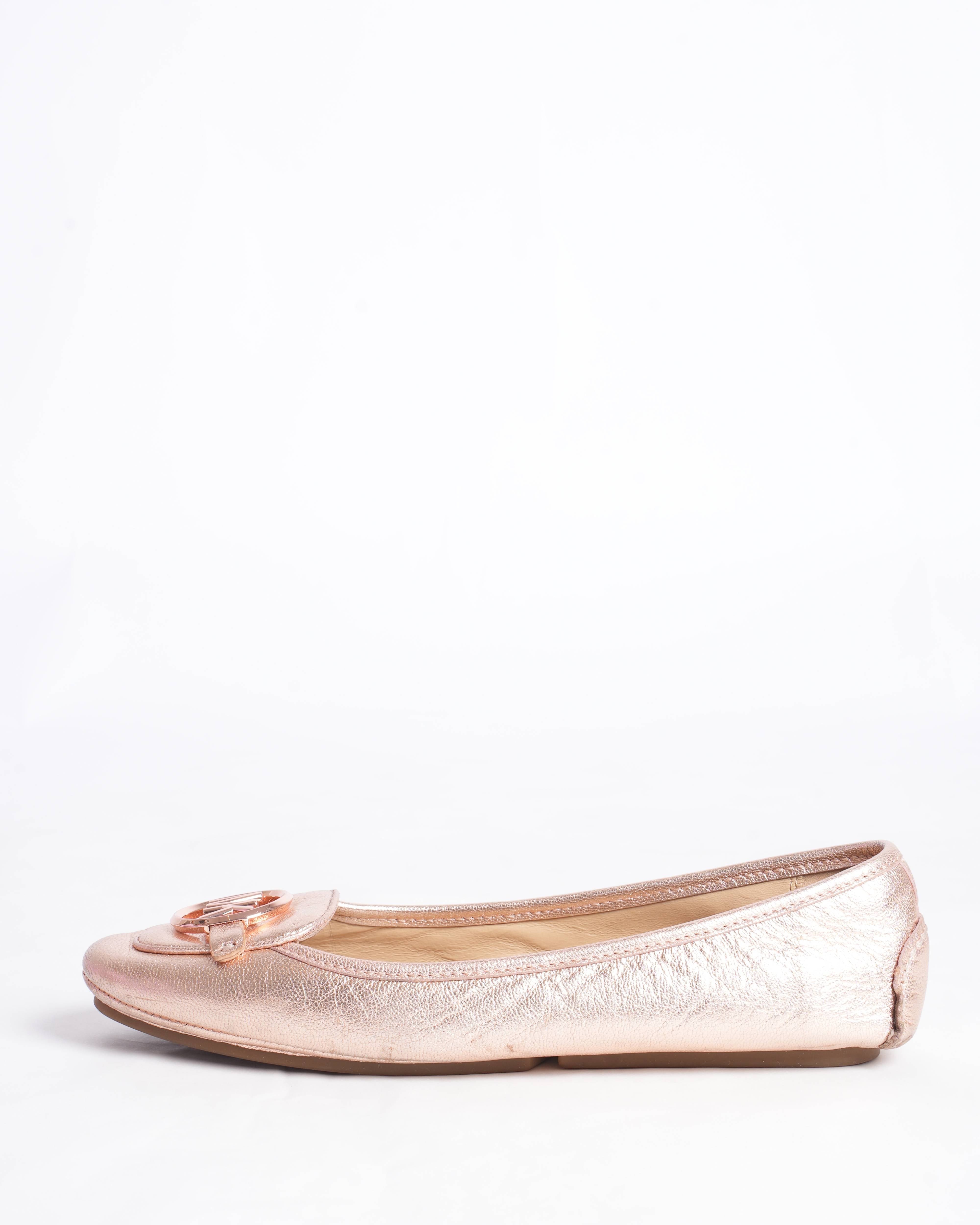 Michael kors metallic embossed ballet flats