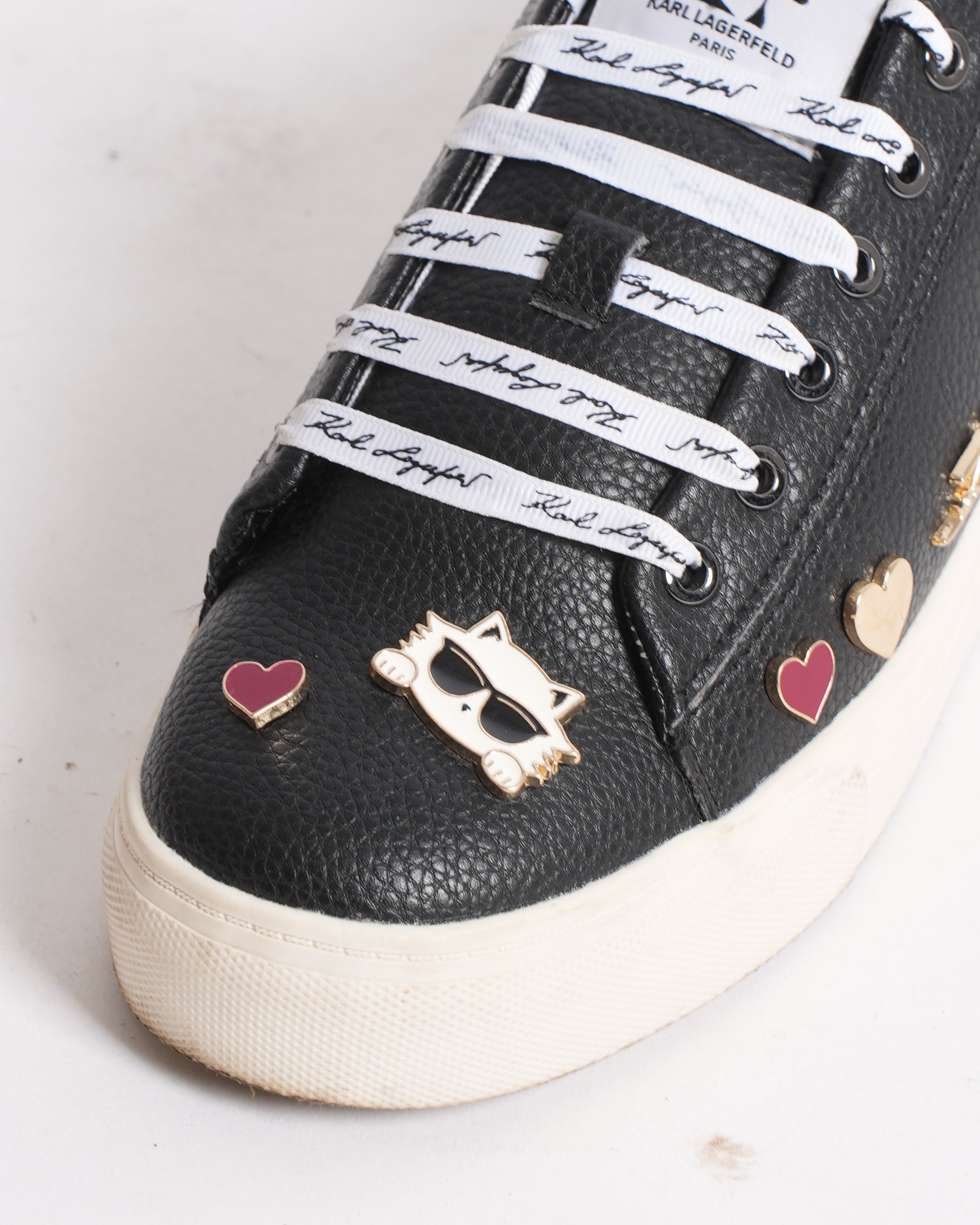 Karl Lagerfeld Women's Lace Up Sneakers WIth Charms
