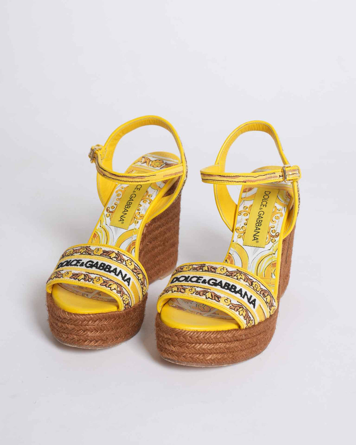 New Dolce & Gabbana Majolica Wedge Sandals with Embroidery