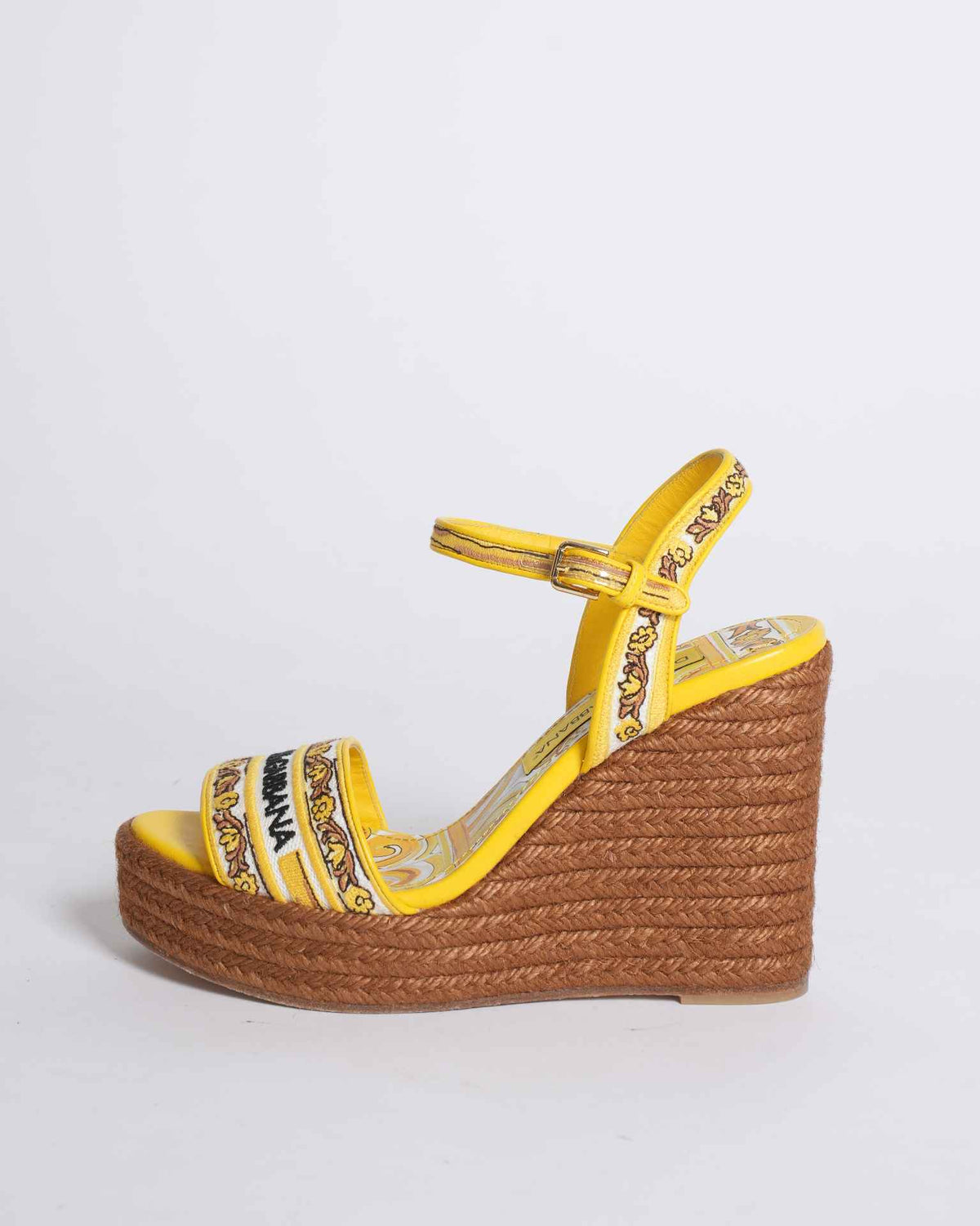 New Dolce & Gabbana Majolica Wedge Sandals with Embroidery