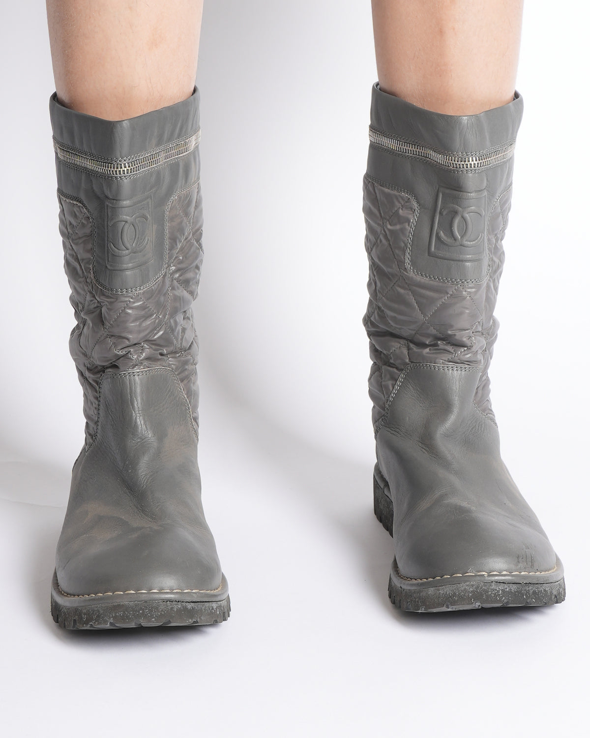 Chanel Quilted Leather Biker Women's Boots