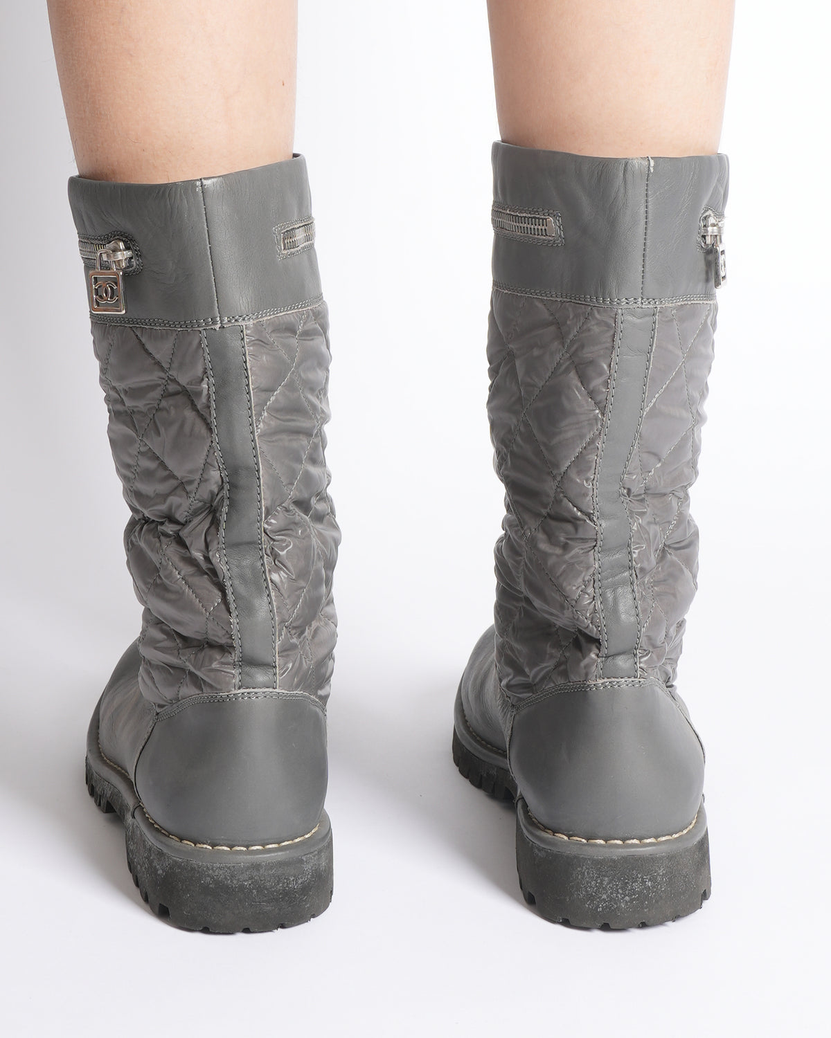 Chanel Quilted Leather Biker Women's Boots