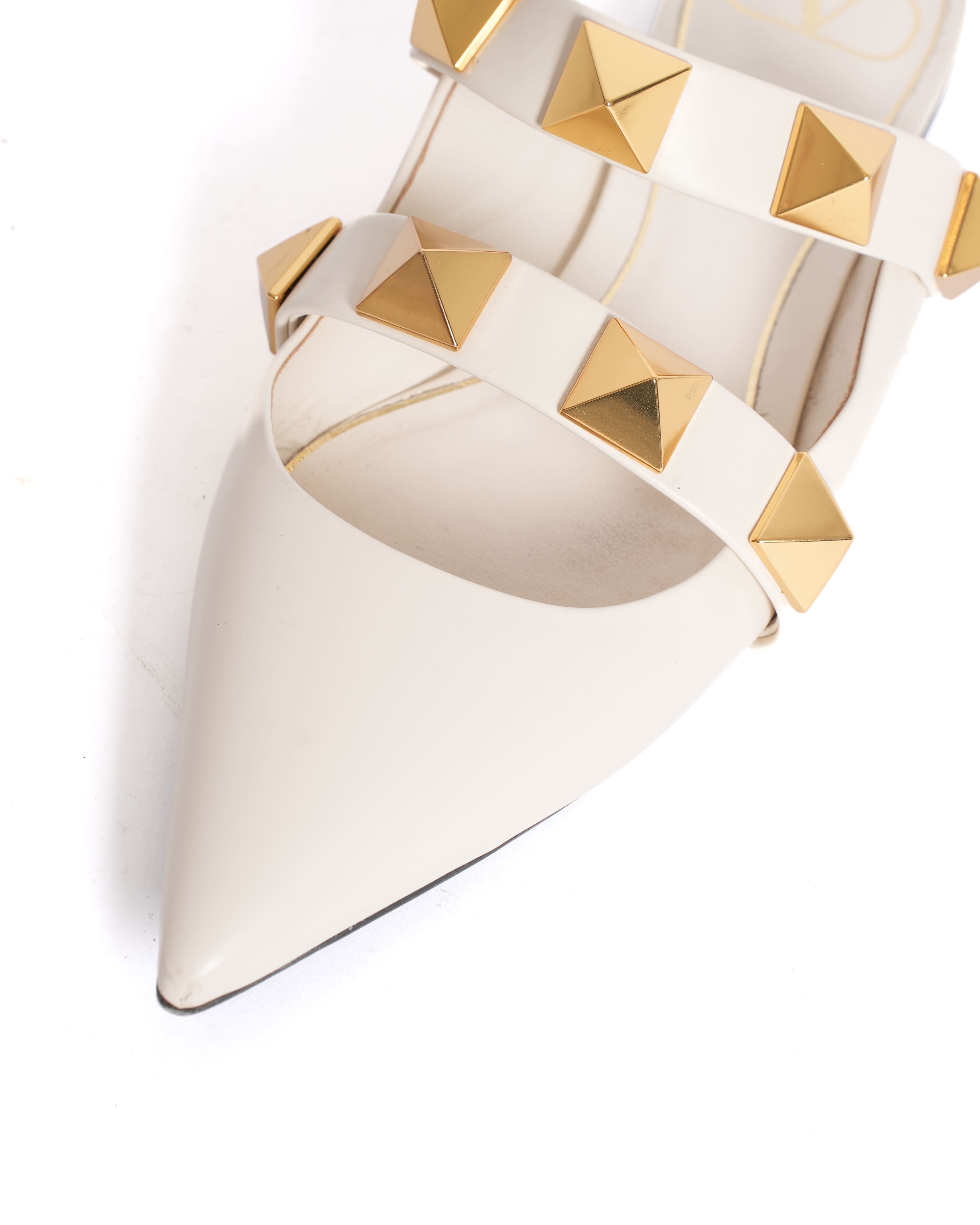 Valentino Garavani White Roman Stud Mules