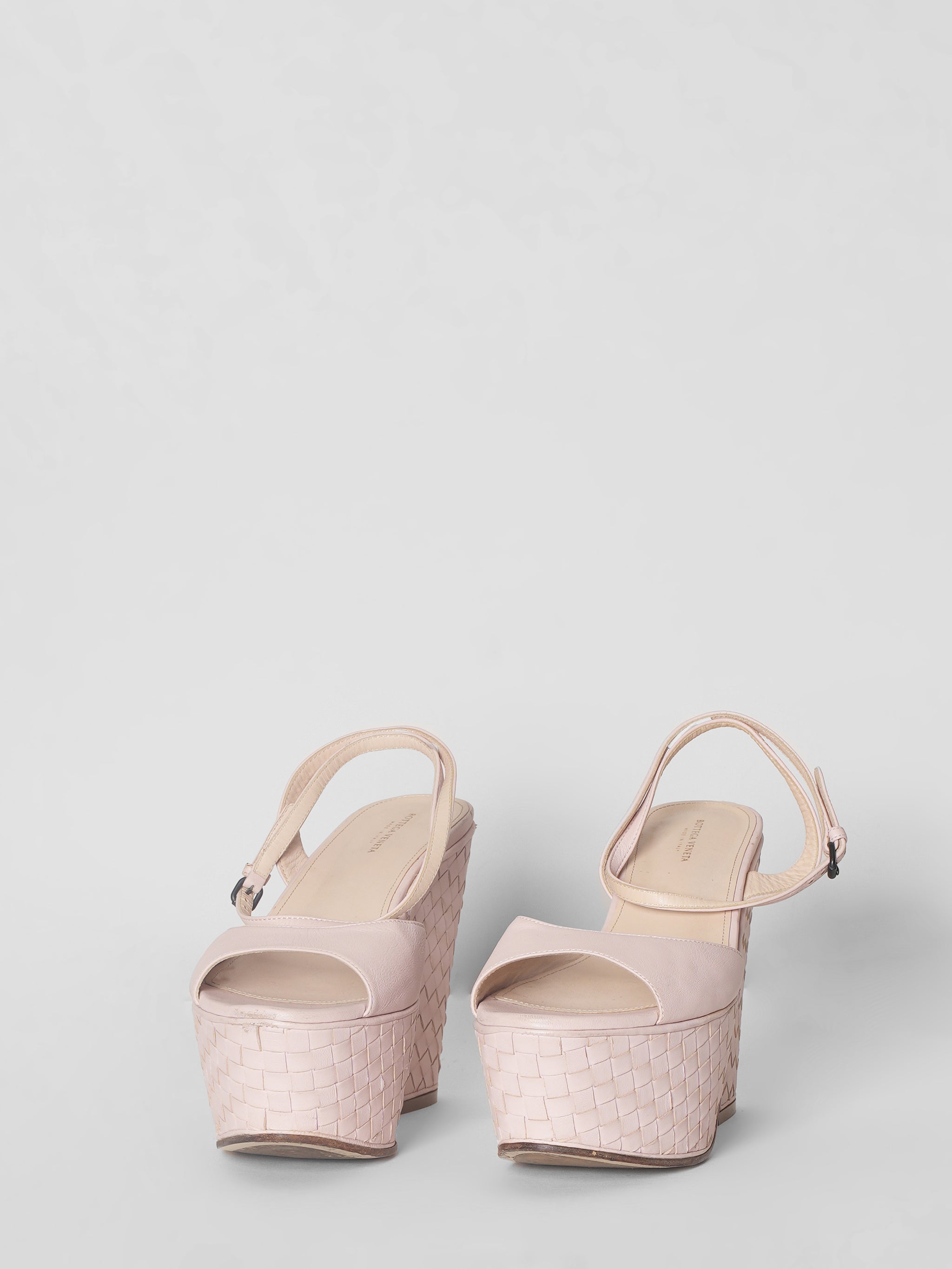 Bottega Veneta Pink Leather Platform Ankle Strap