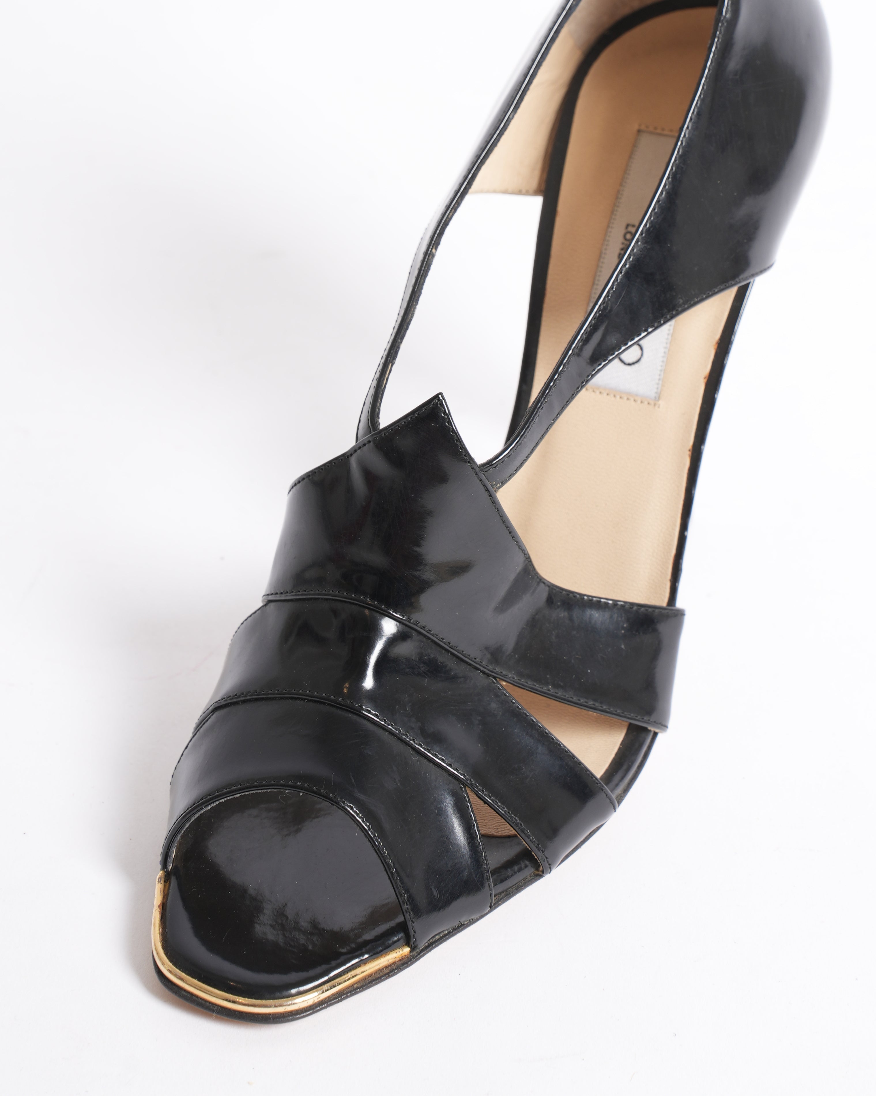 Jimmy choo black leather zip up heels