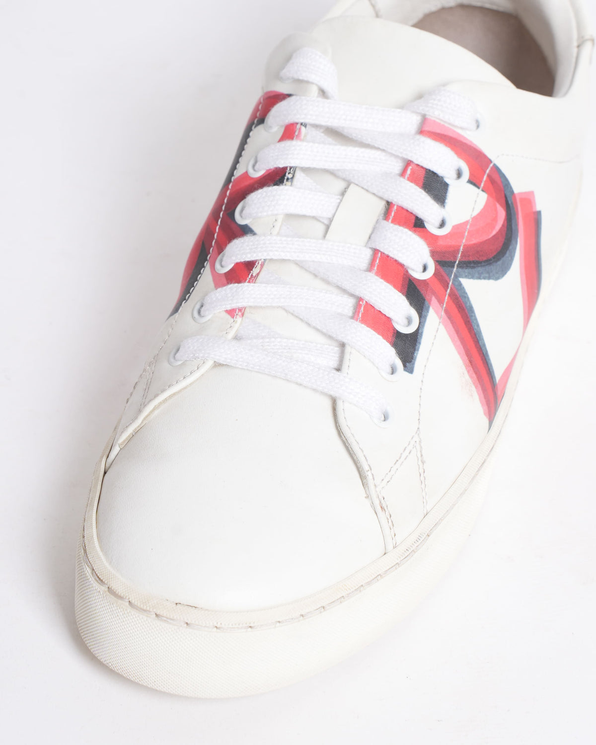 Burberry Graffiti Print Leather Sneakers
