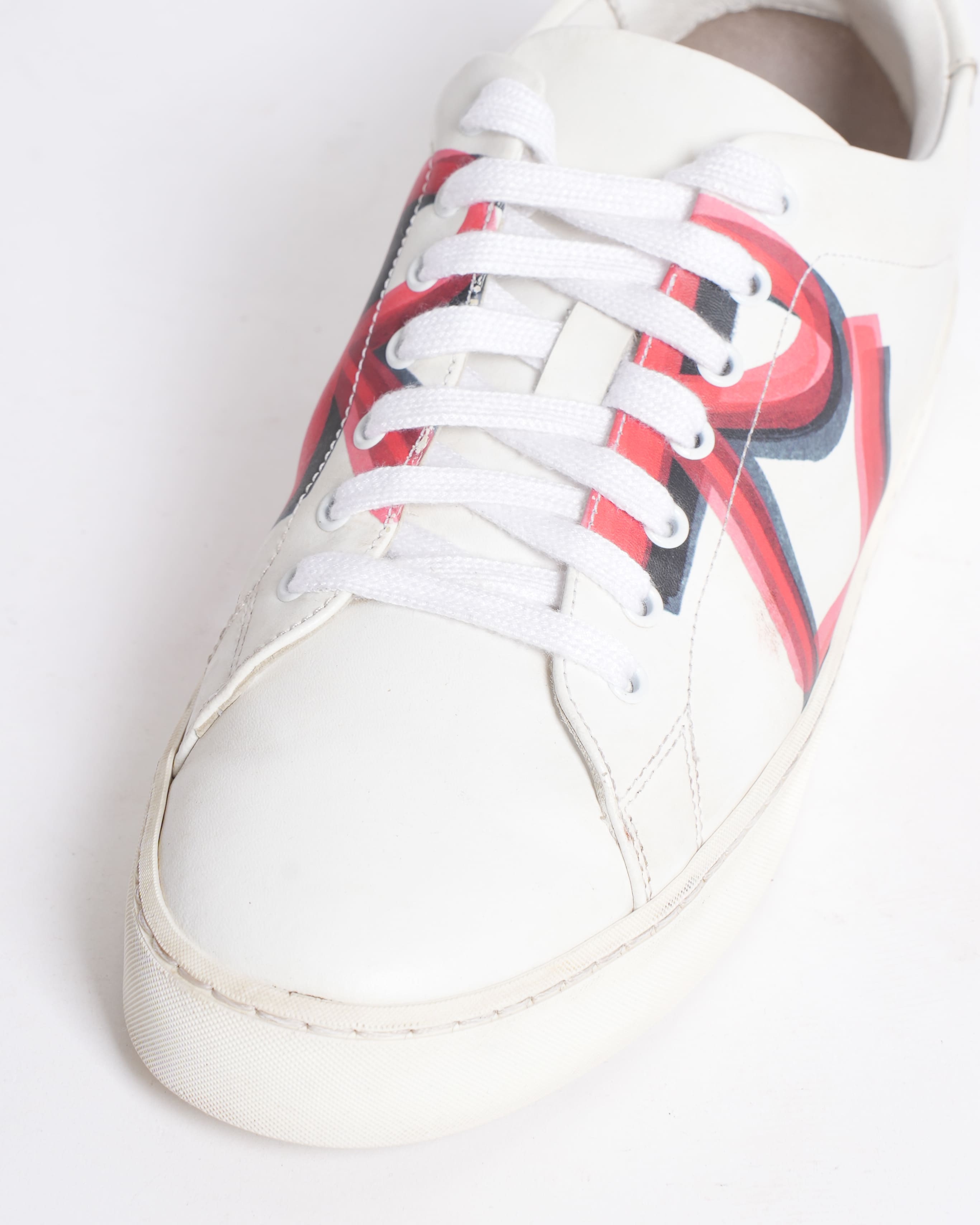 Burberry Graffiti Print Leather Sneakers