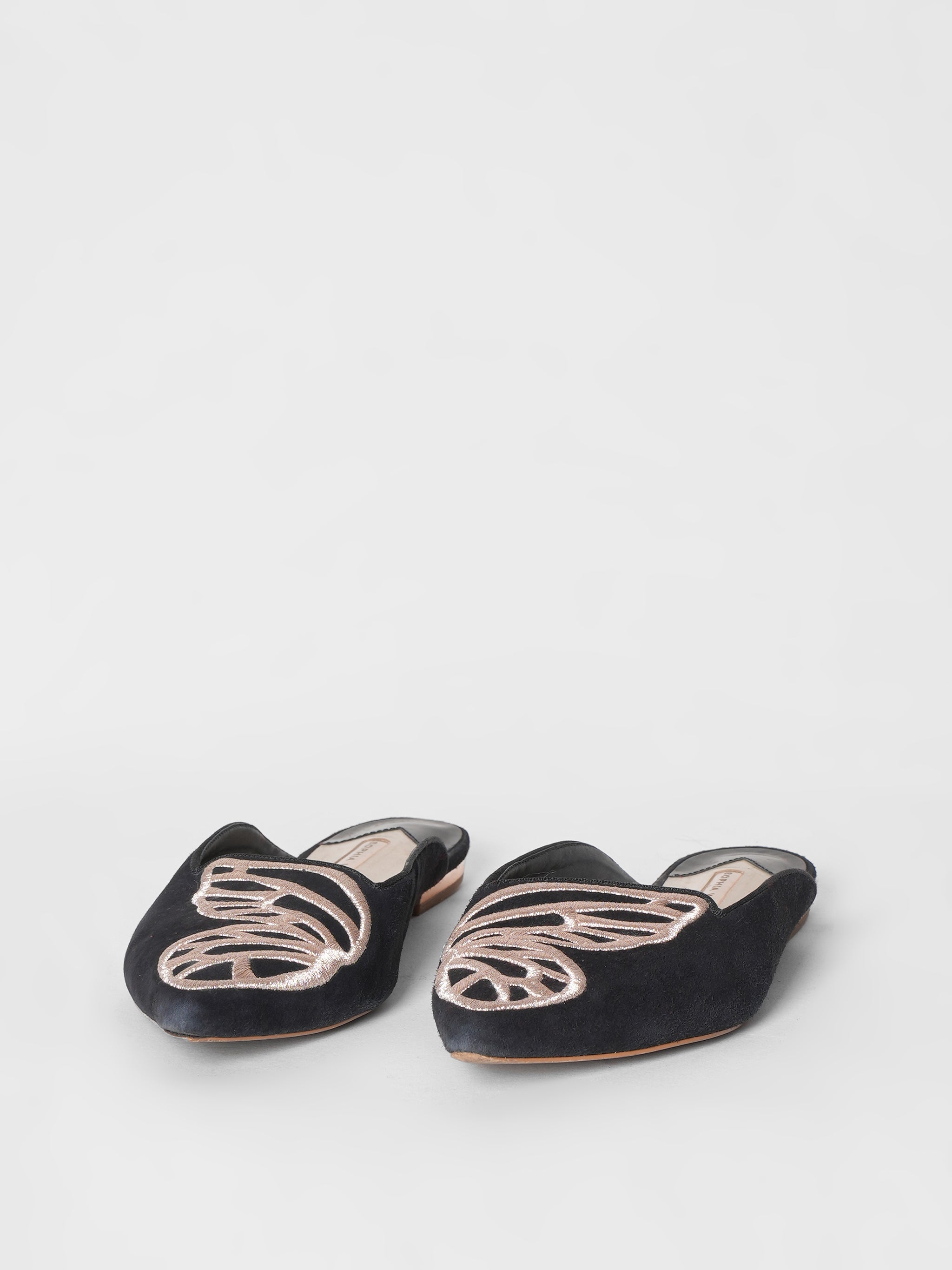 Sophia Webster Butterfly Embroidery Black Shoes