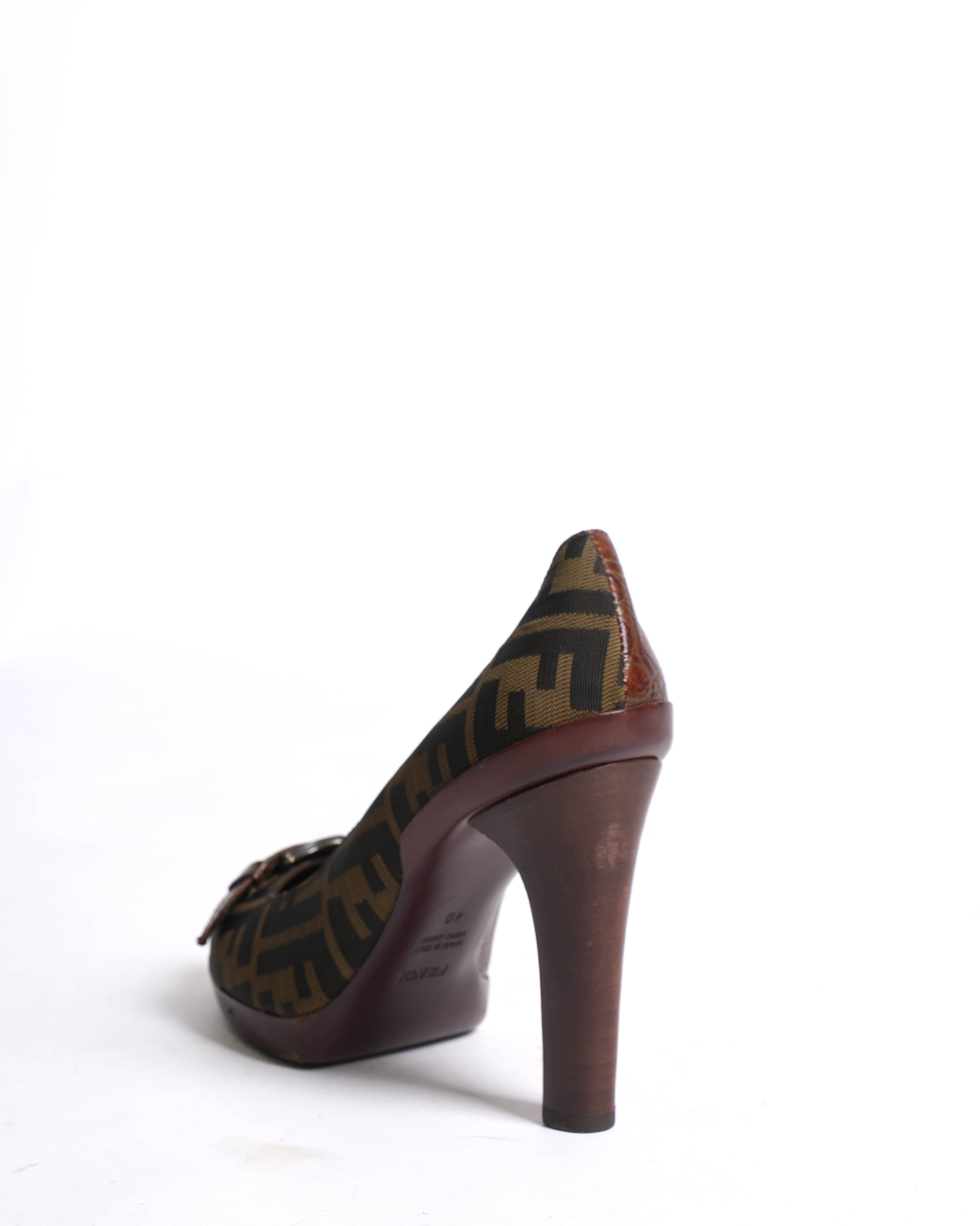 Fendi Zucca Pumps In Brown