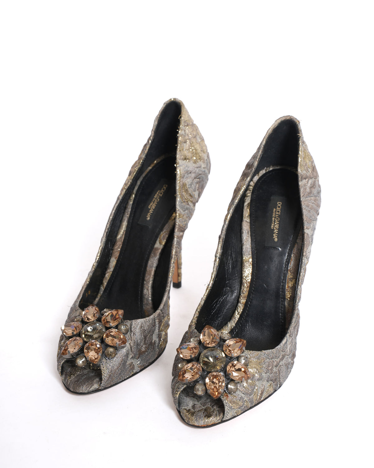 Dolce & Gabbana Bellucci Crystal Pumps in Floral Lurex Fabric