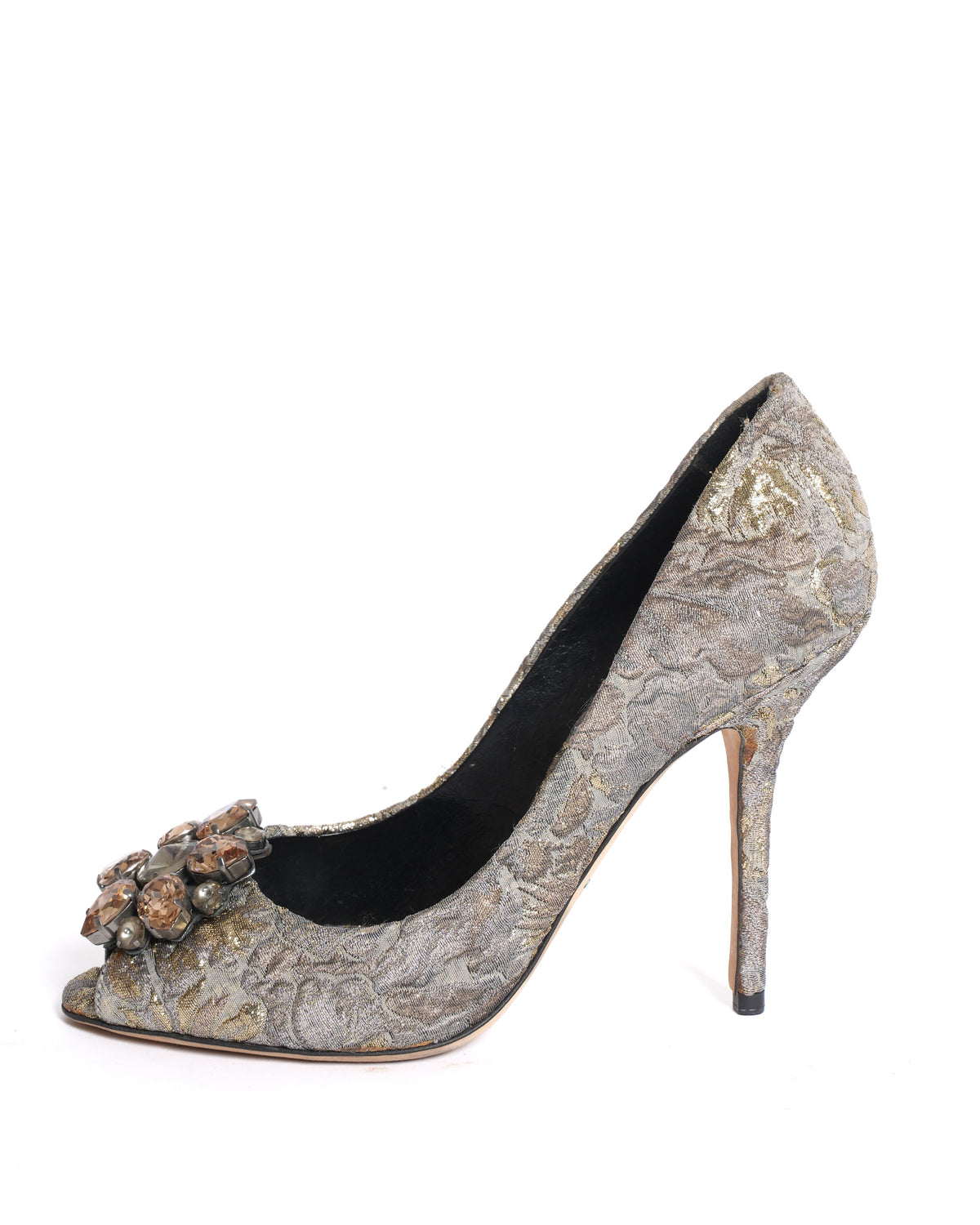 Dolce & Gabbana Bellucci Crystal Pumps in Floral Lurex Fabric
