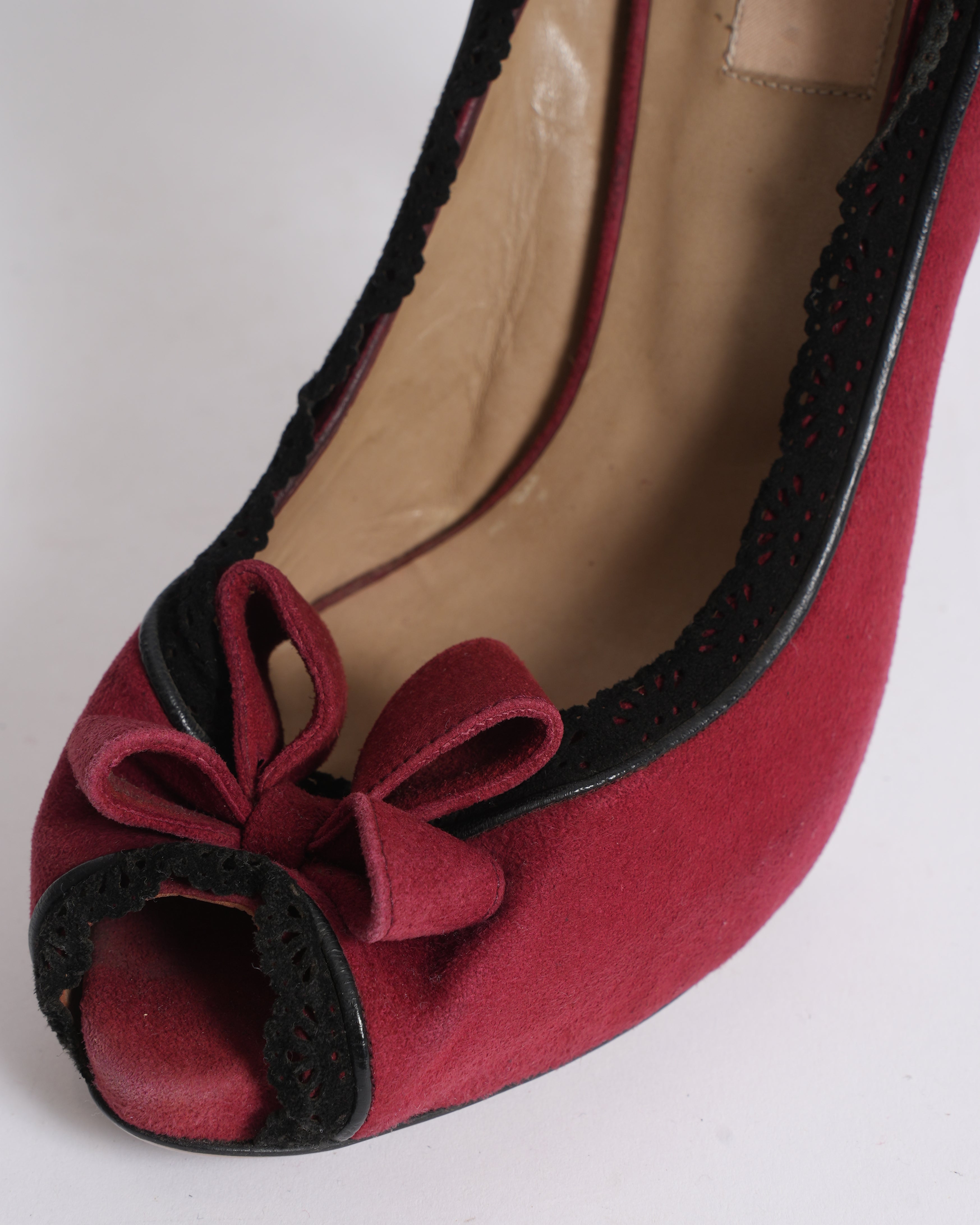 Valentino Garavani Red Suede Bow Heels