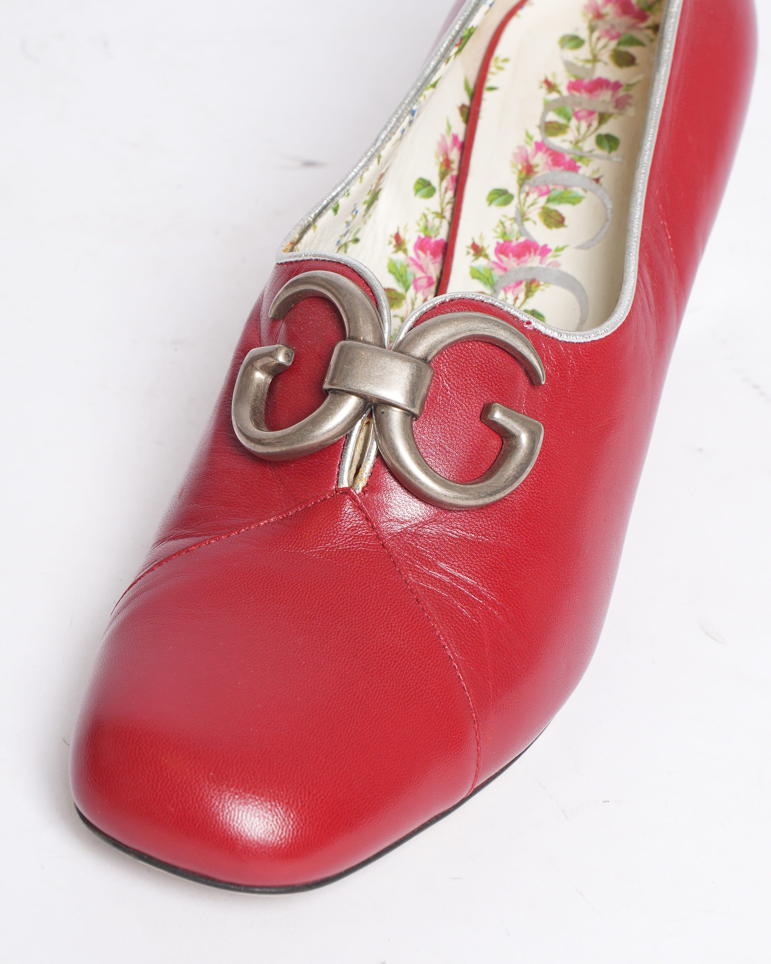 Gucci Biba Heel Loafers in Red