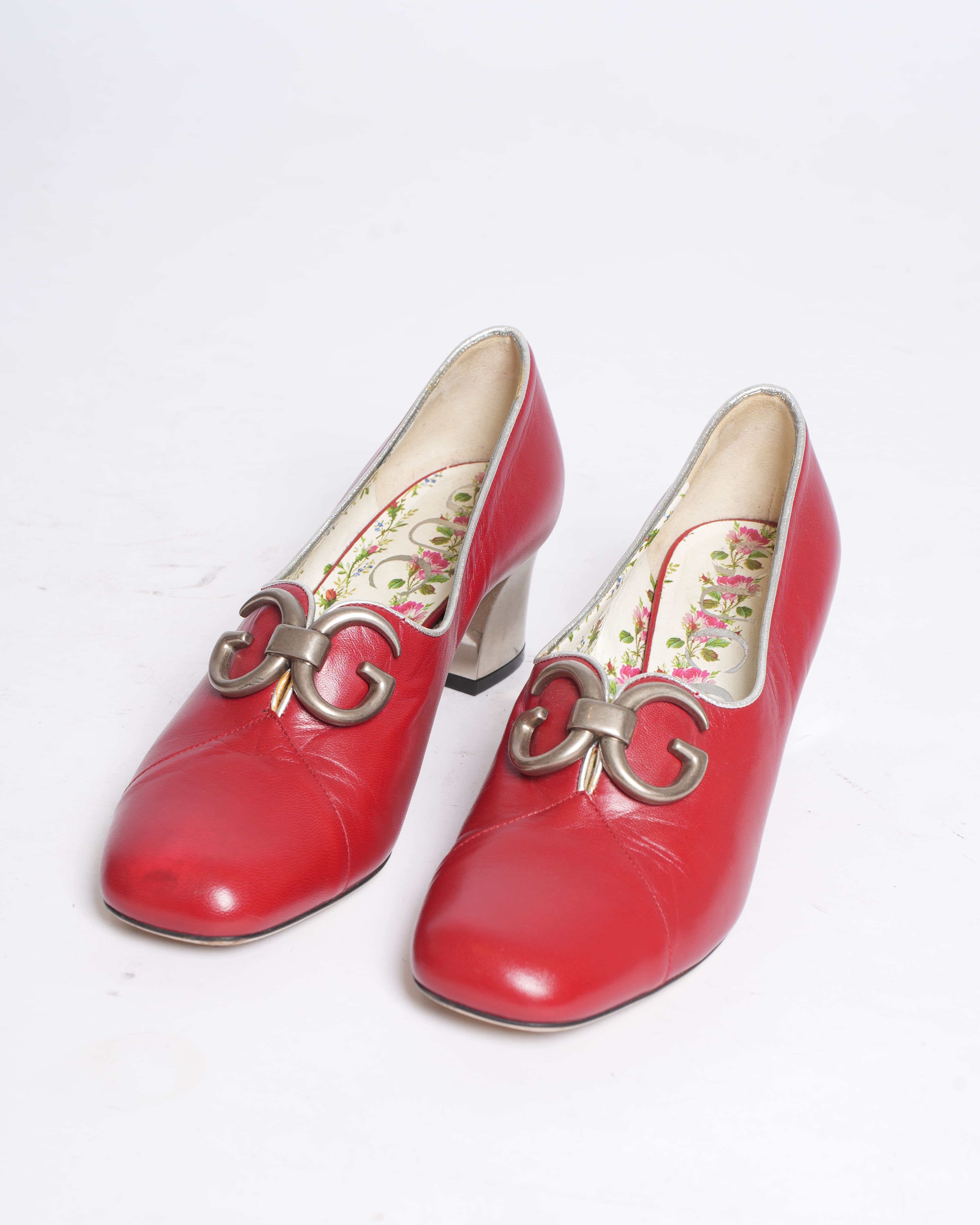Gucci Biba Heel Loafers in Red