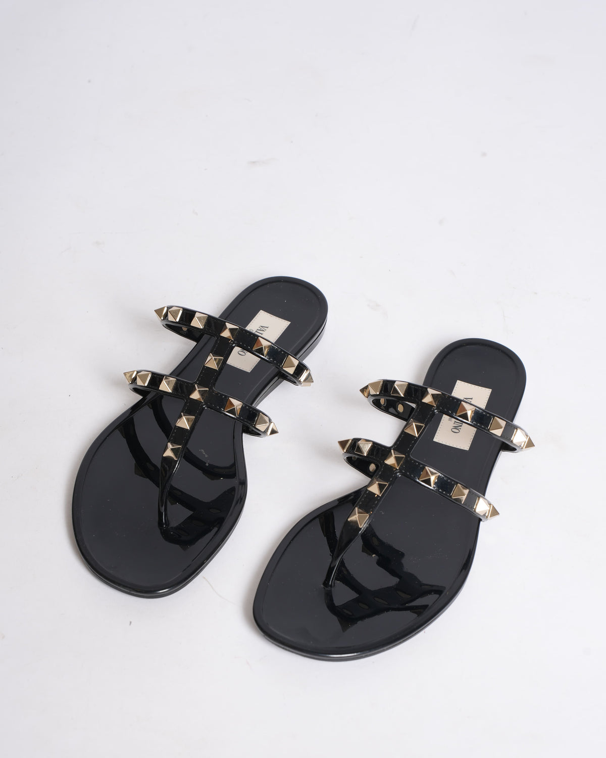 Valentino Spike Rubber Flats in Black