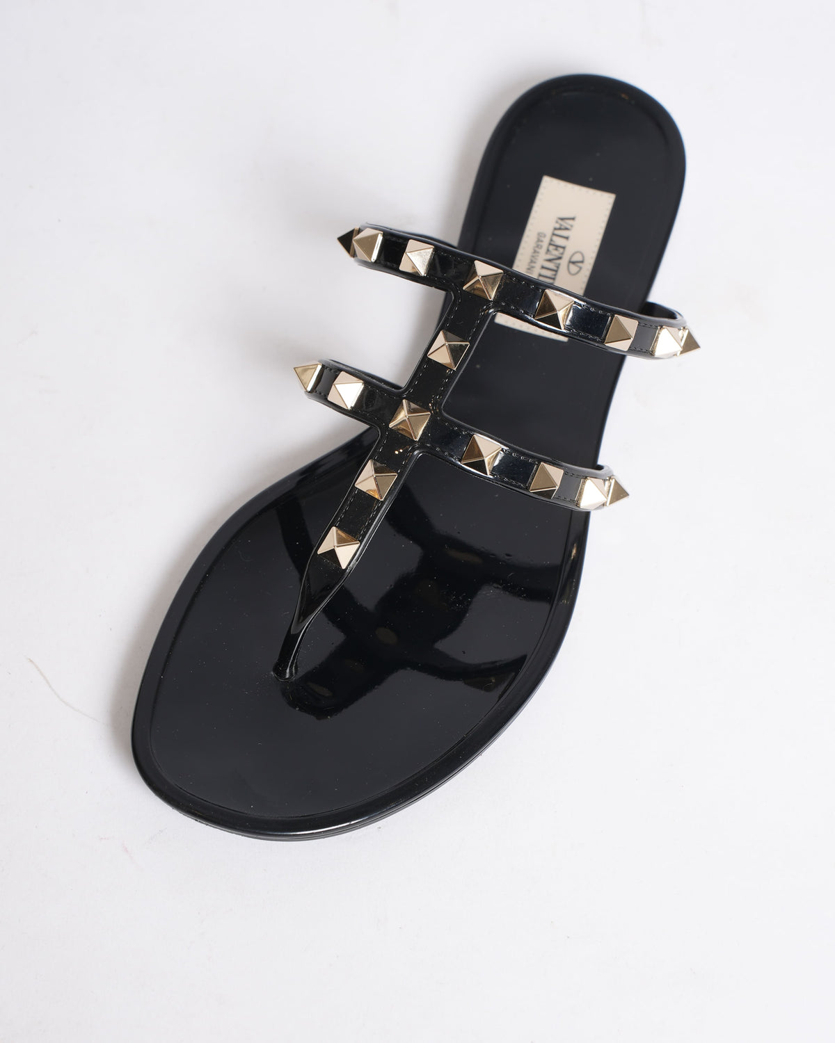Valentino Spike Rubber Flats in Black