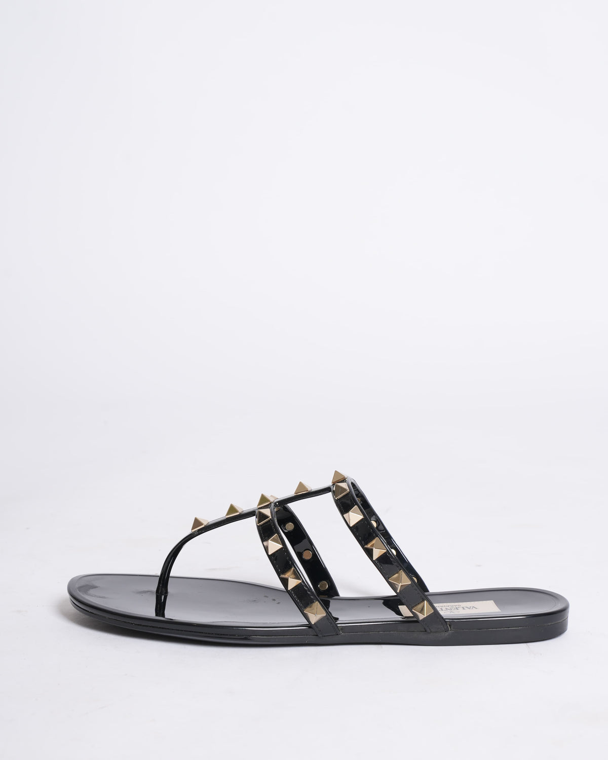 Valentino Spike Rubber Flats in Black