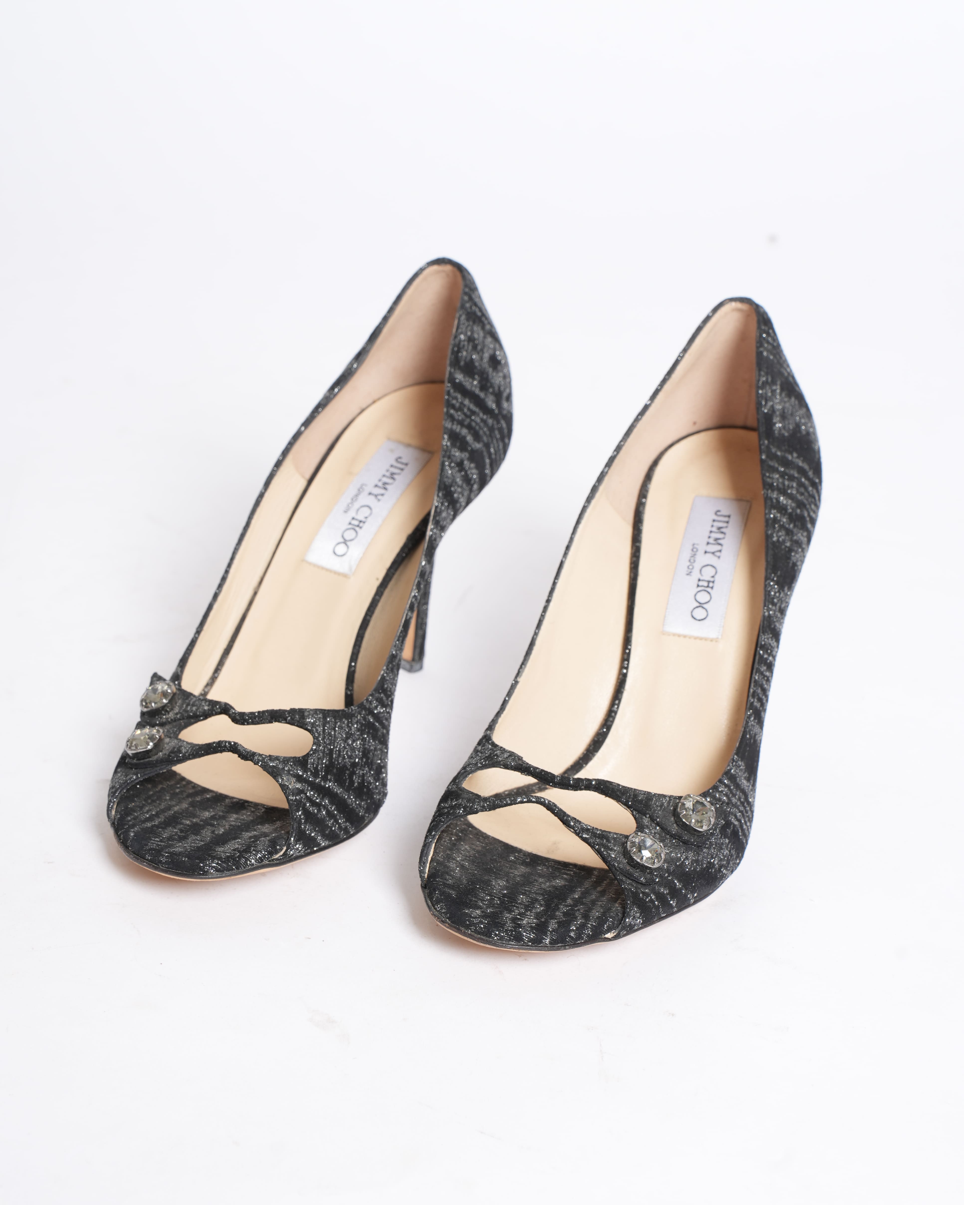 Jimmy Choo Black Glitter Heels