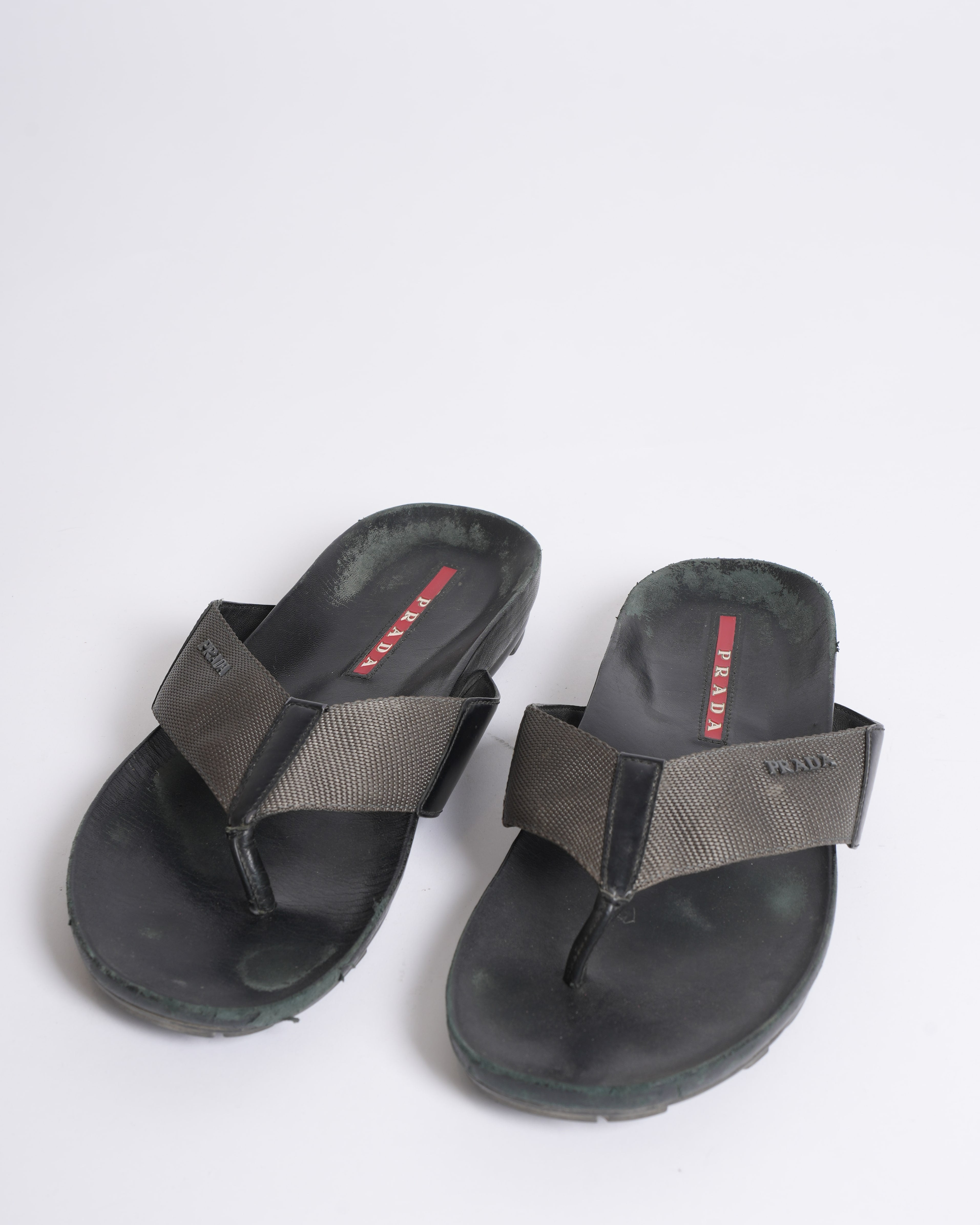 Prada patent leather flip flops