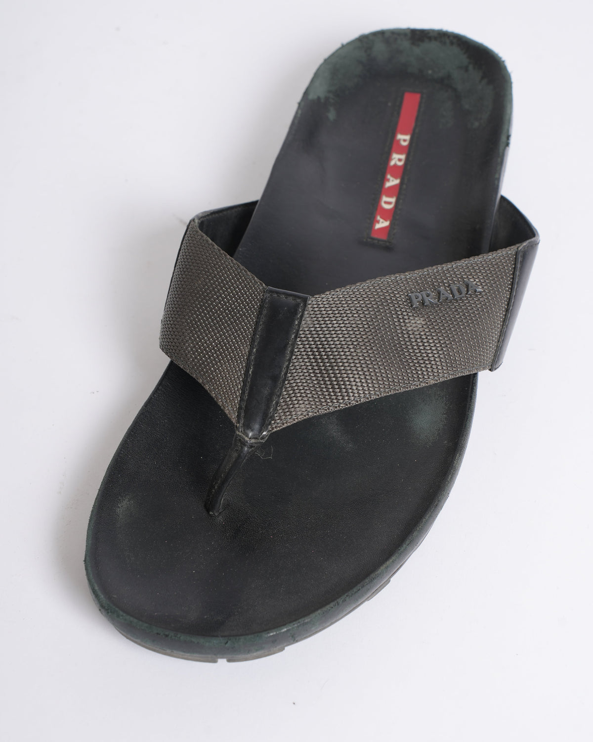 Prada patent leather flip flops