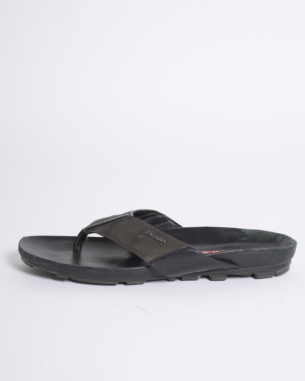 Prada patent leather flip flops