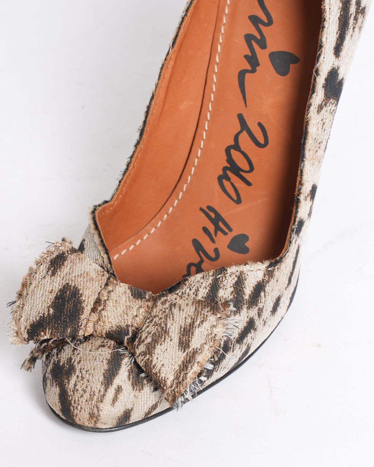 Lanvin Bow Animal Print Raw Edge Classic Heels