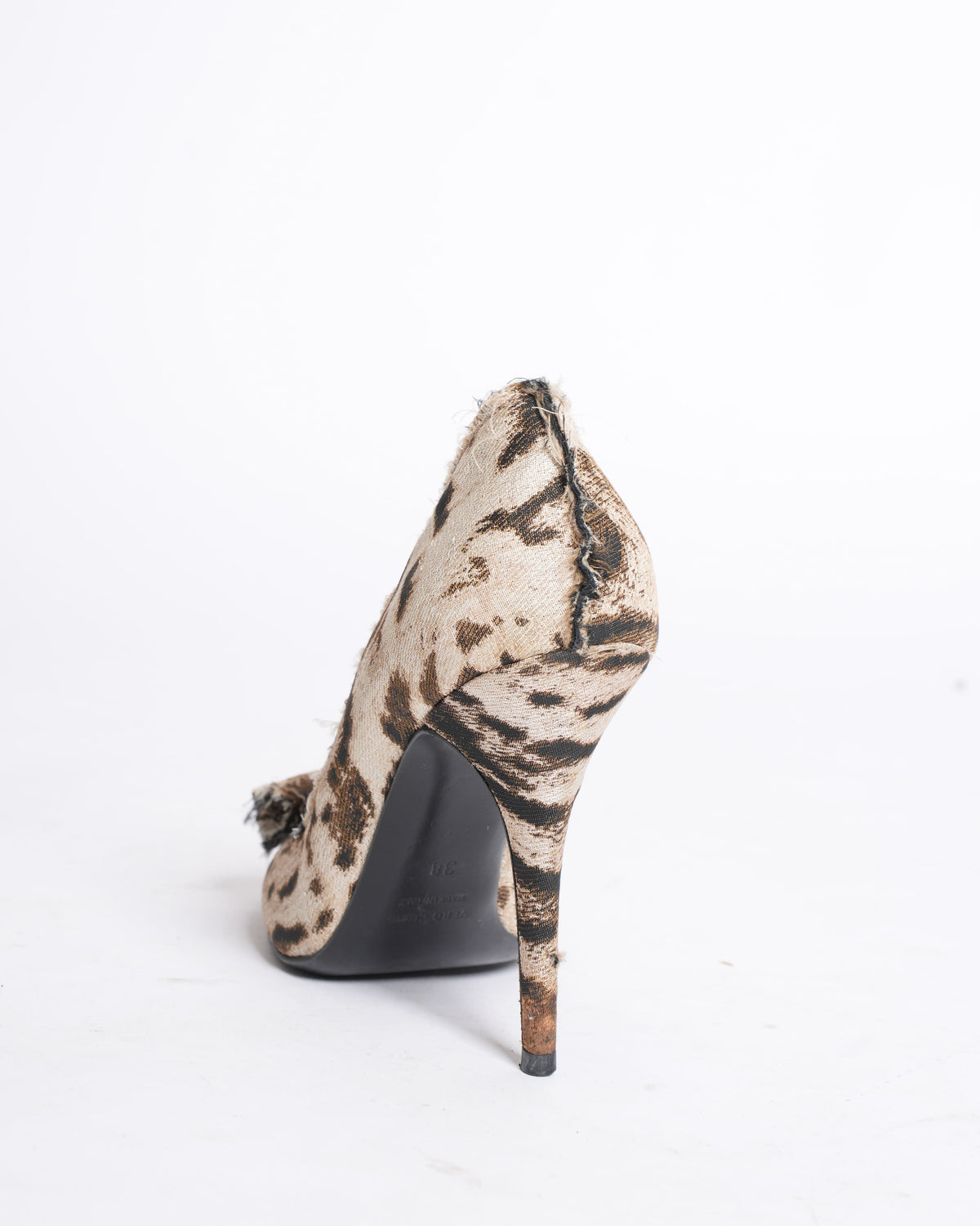 Lanvin Bow Animal Print Raw Edge Classic Heels