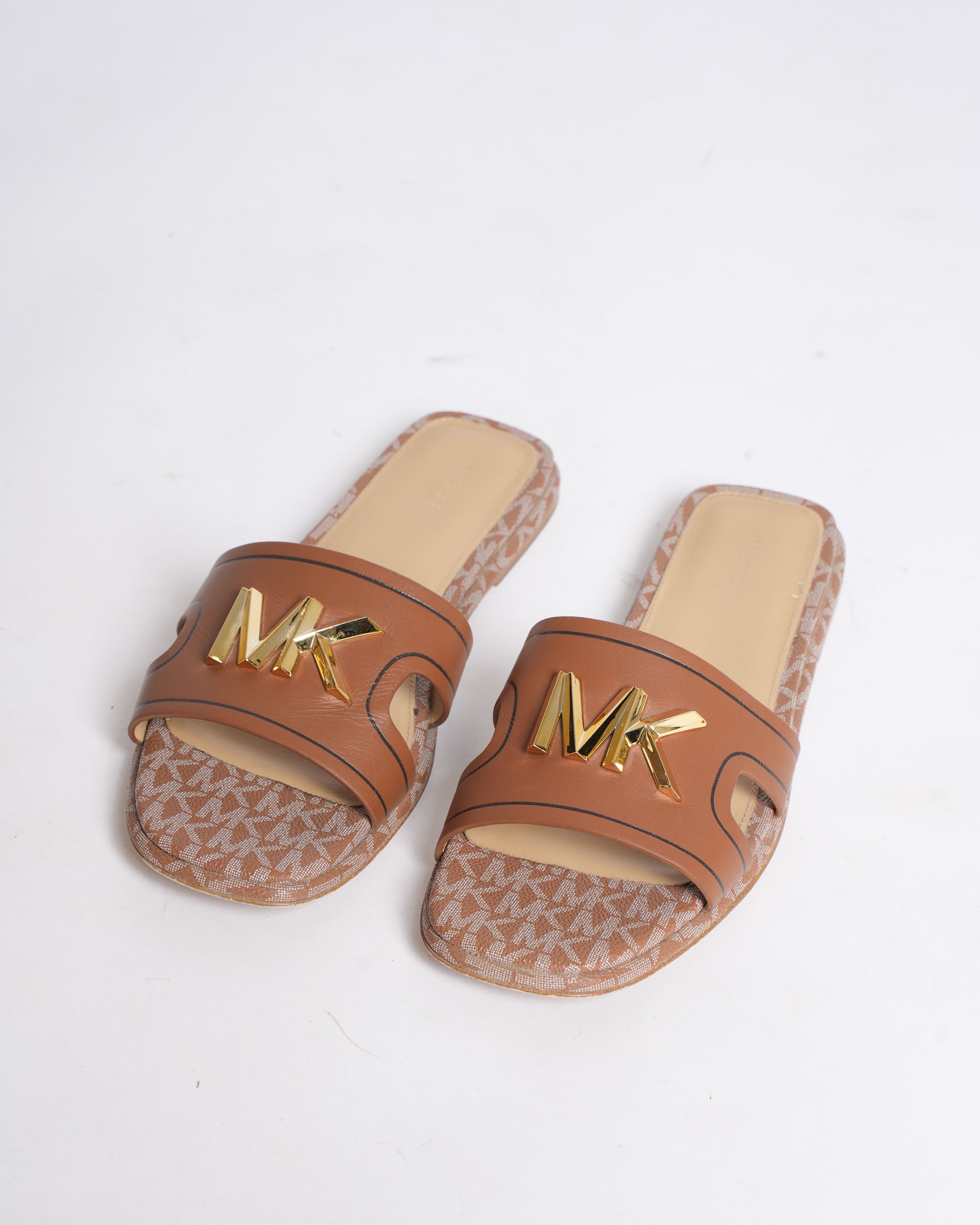Michael Kors Monogram Print Ballet Flats in Brown
