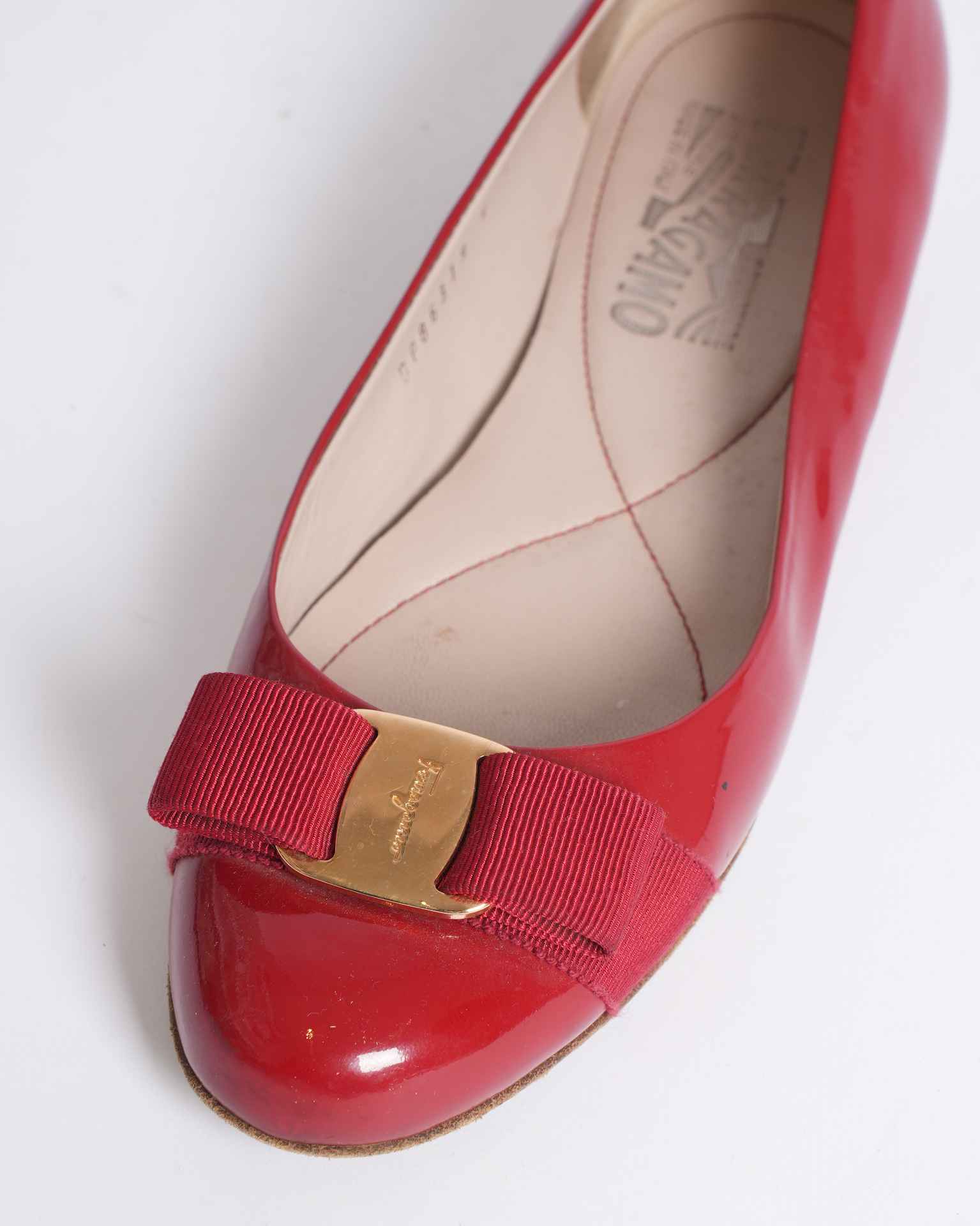 Salvatore Ferragamo Vara Bow Oxblood Red Rare Patent Leather Flats