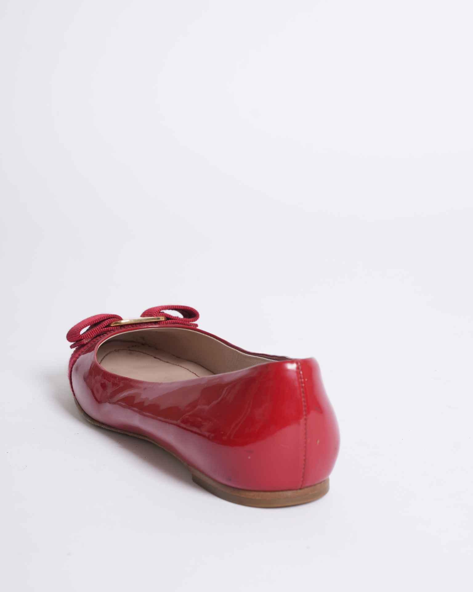 Salvatore Ferragamo Vara Bow Oxblood Red Rare Patent Leather Flats