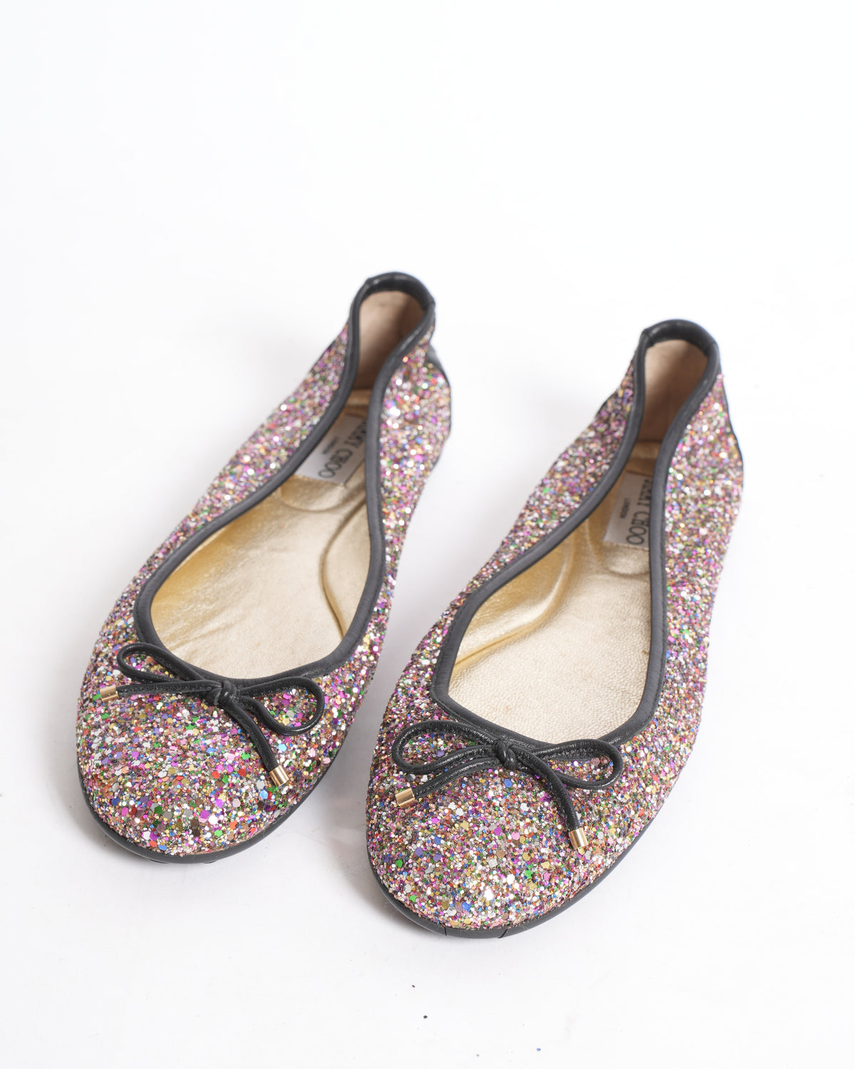 Jimmy Choo Multi Colour Glitter Ballet Flats
