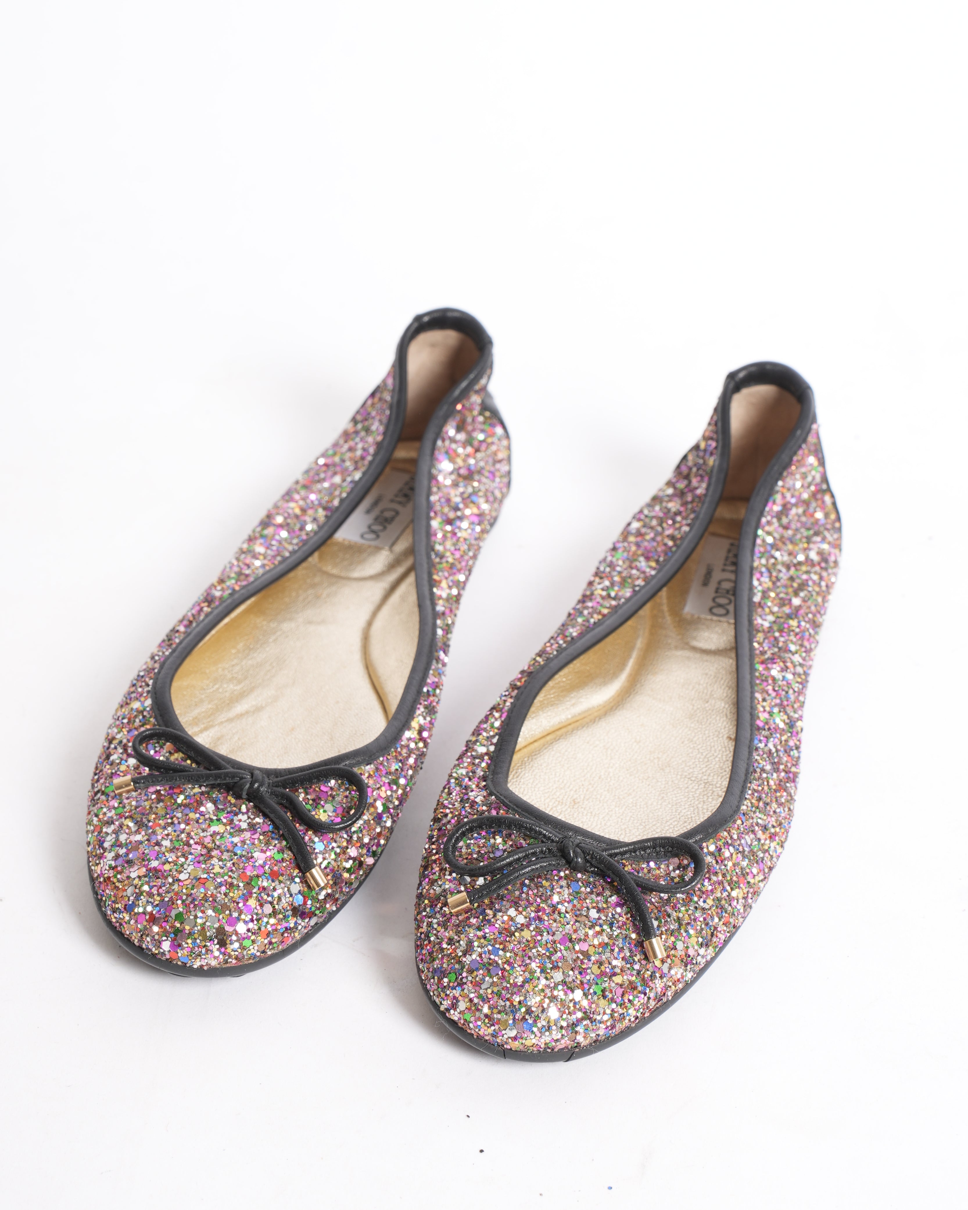 Jimmy Choo Multi Colour Glitter Ballet Flats