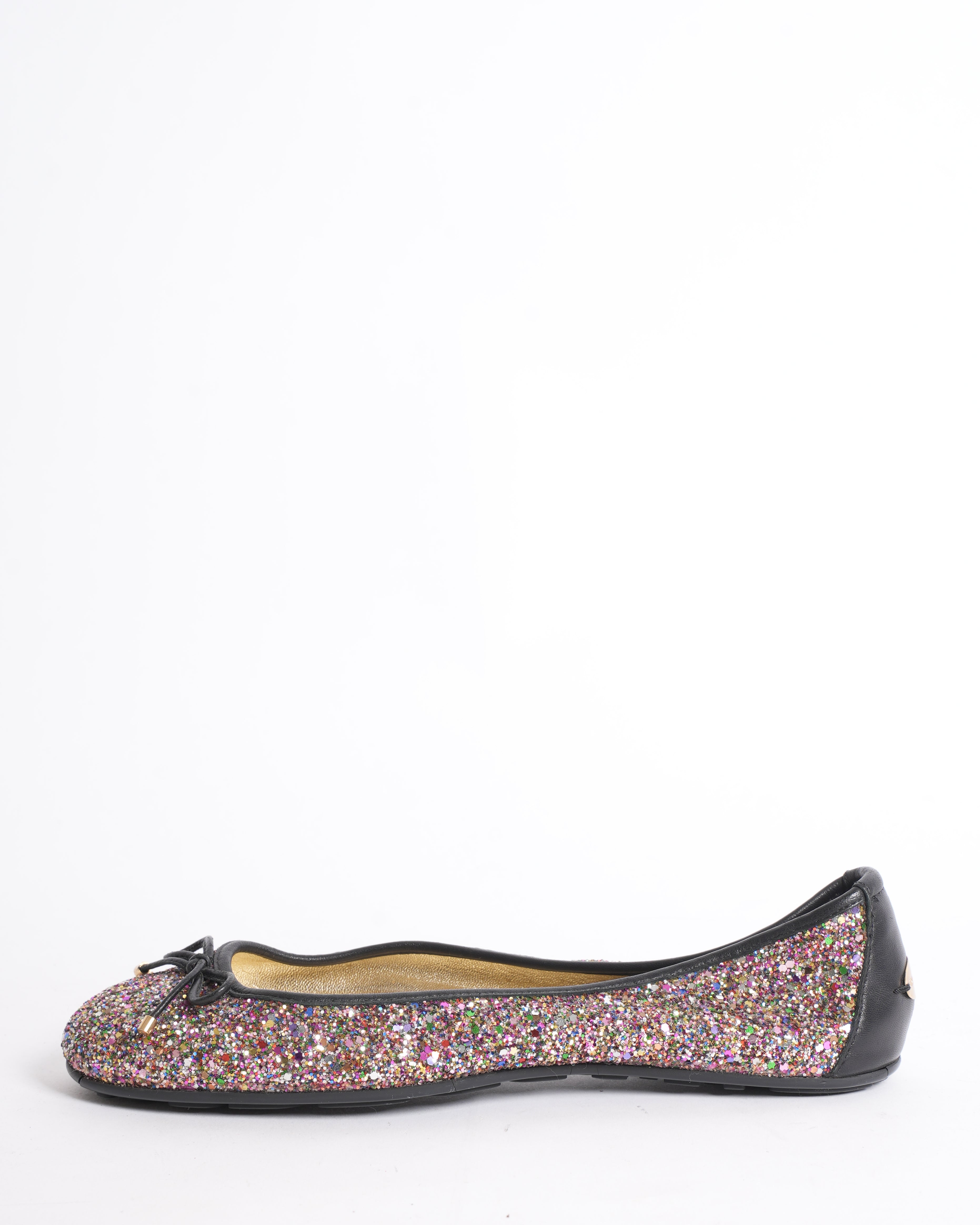 Jimmy Choo Multi Colour Glitter Ballet Flats