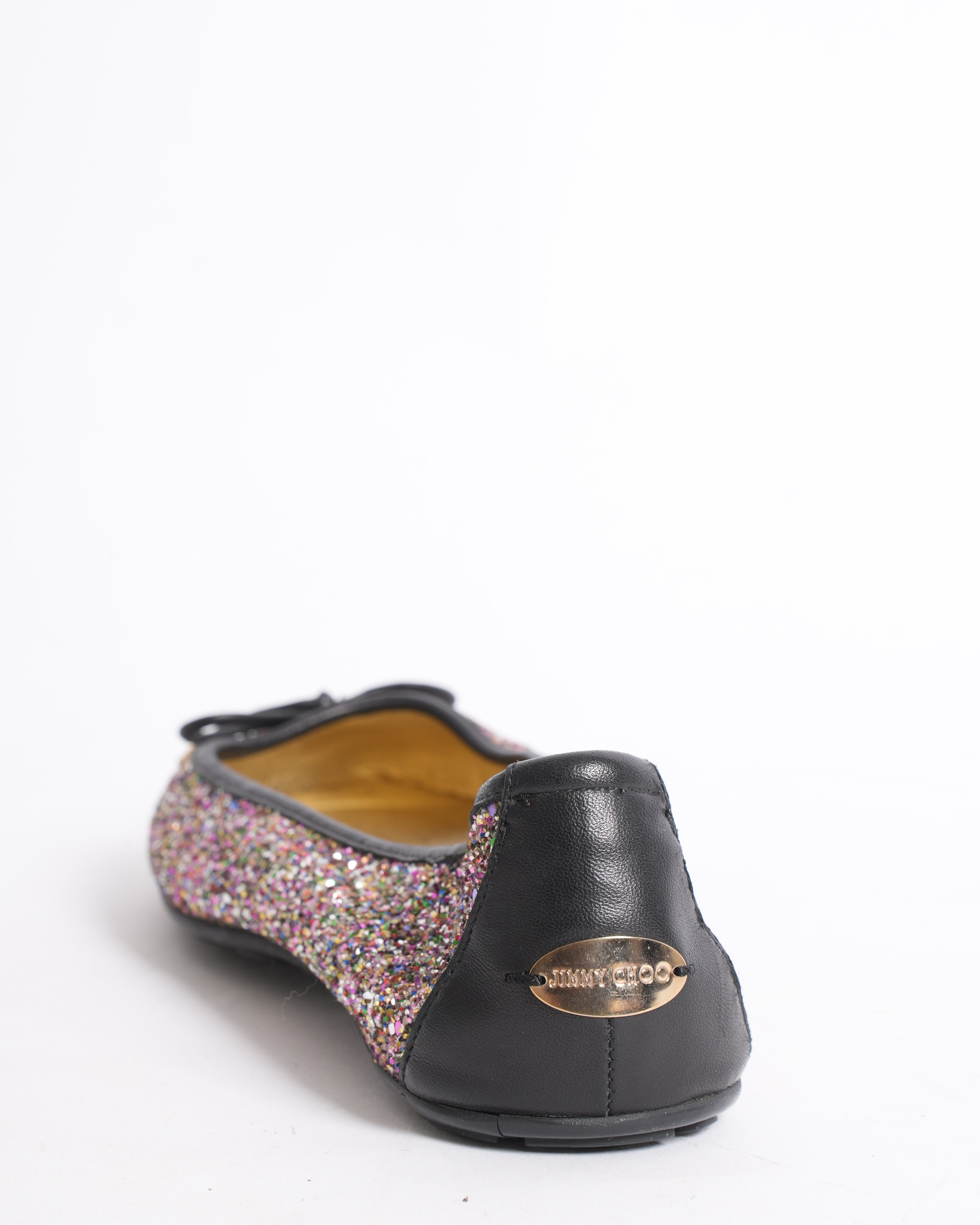 Jimmy Choo Multi Colour Glitter Ballet Flats