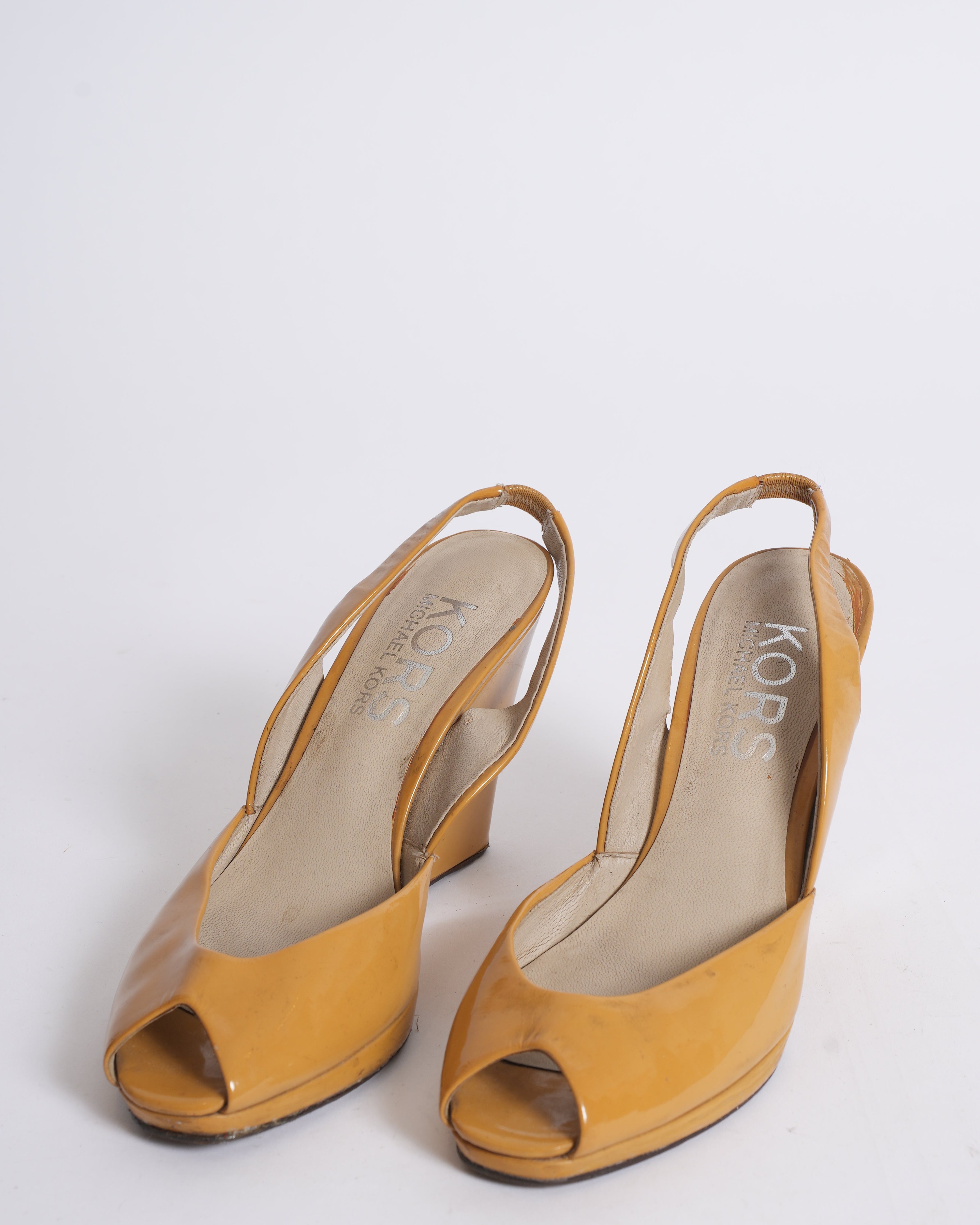 MK Patent Leather Heels In Yellow