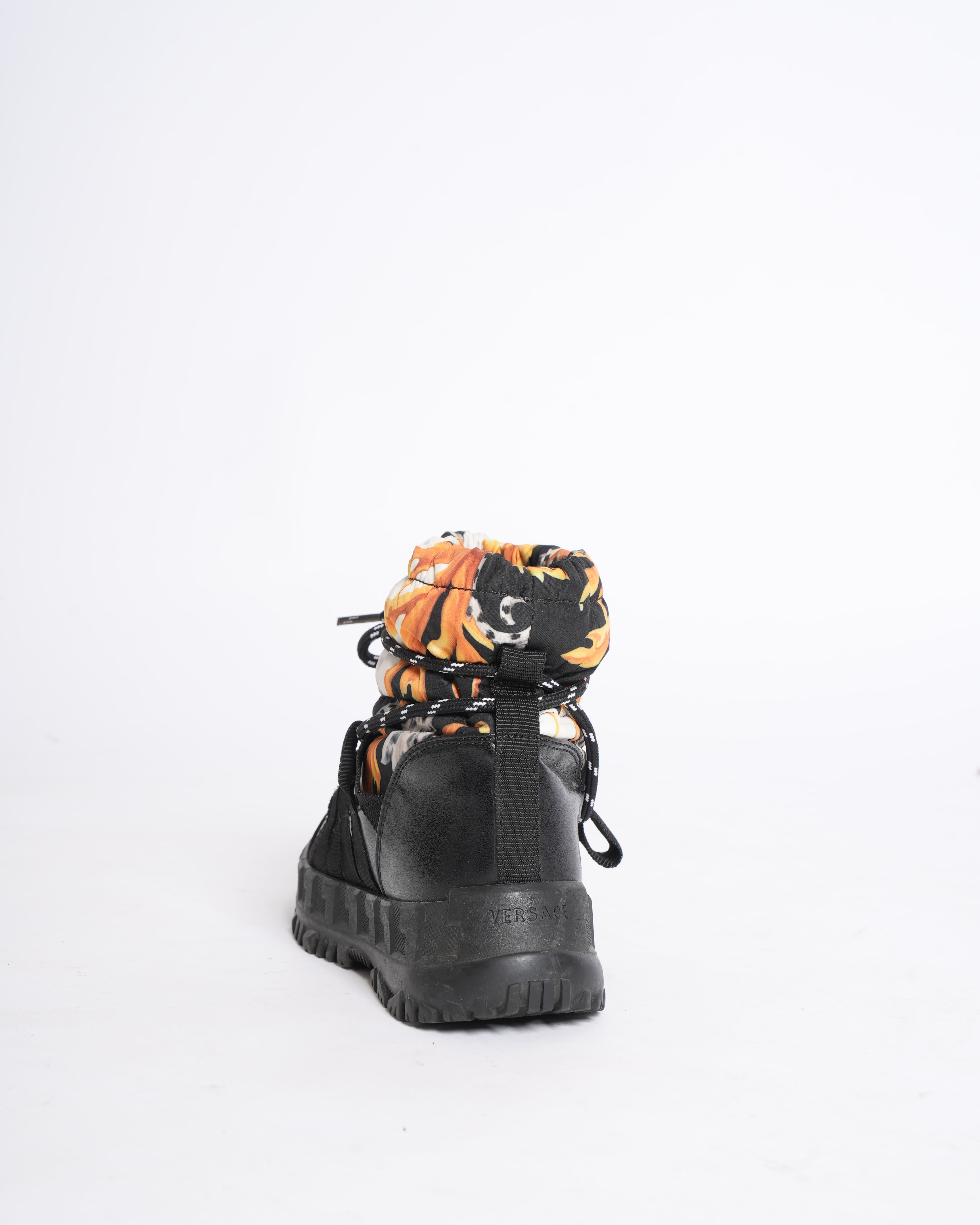 Versace Boys Printed Boots in Orange & Black