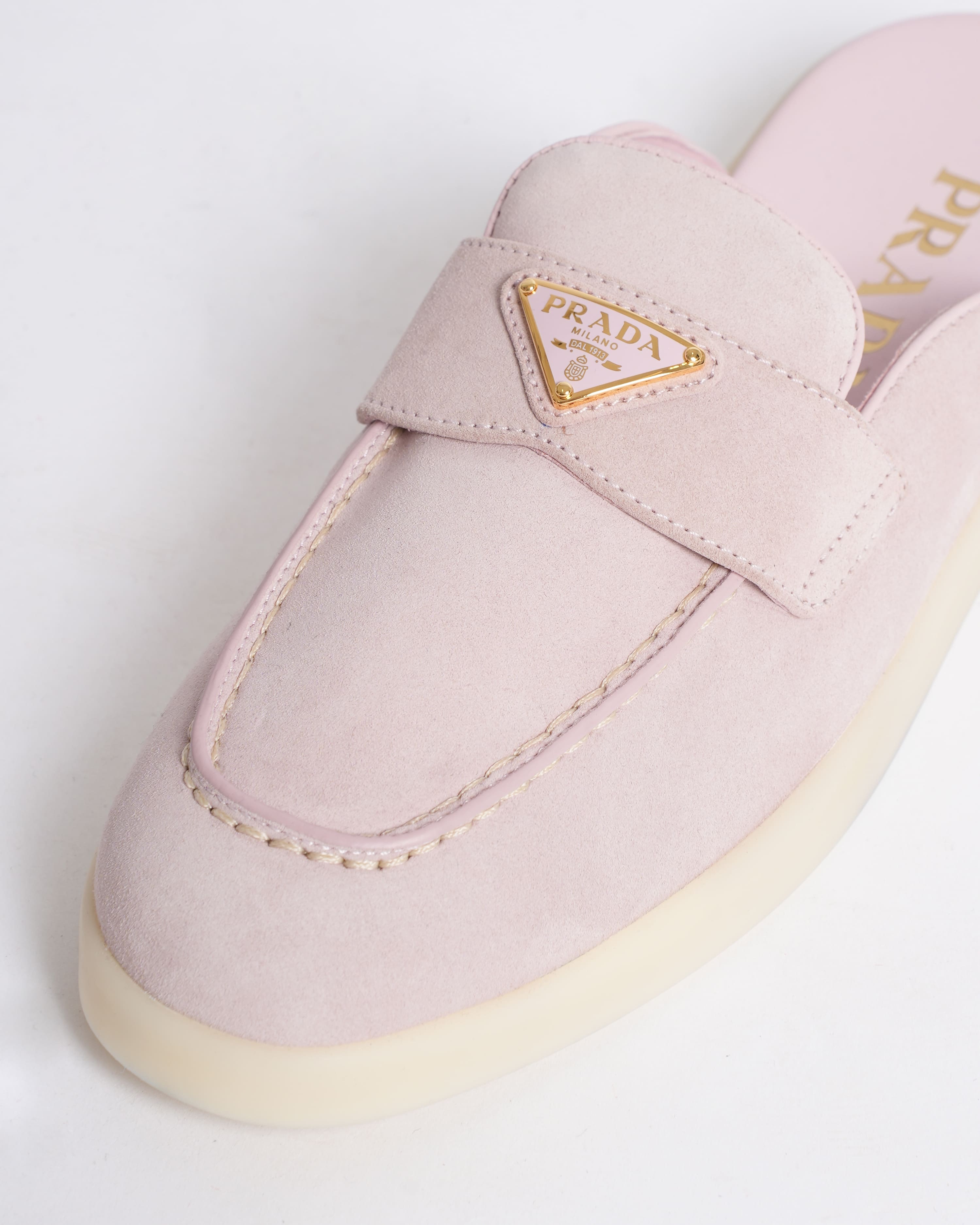 New Prada Neutral Suede Women's Mules