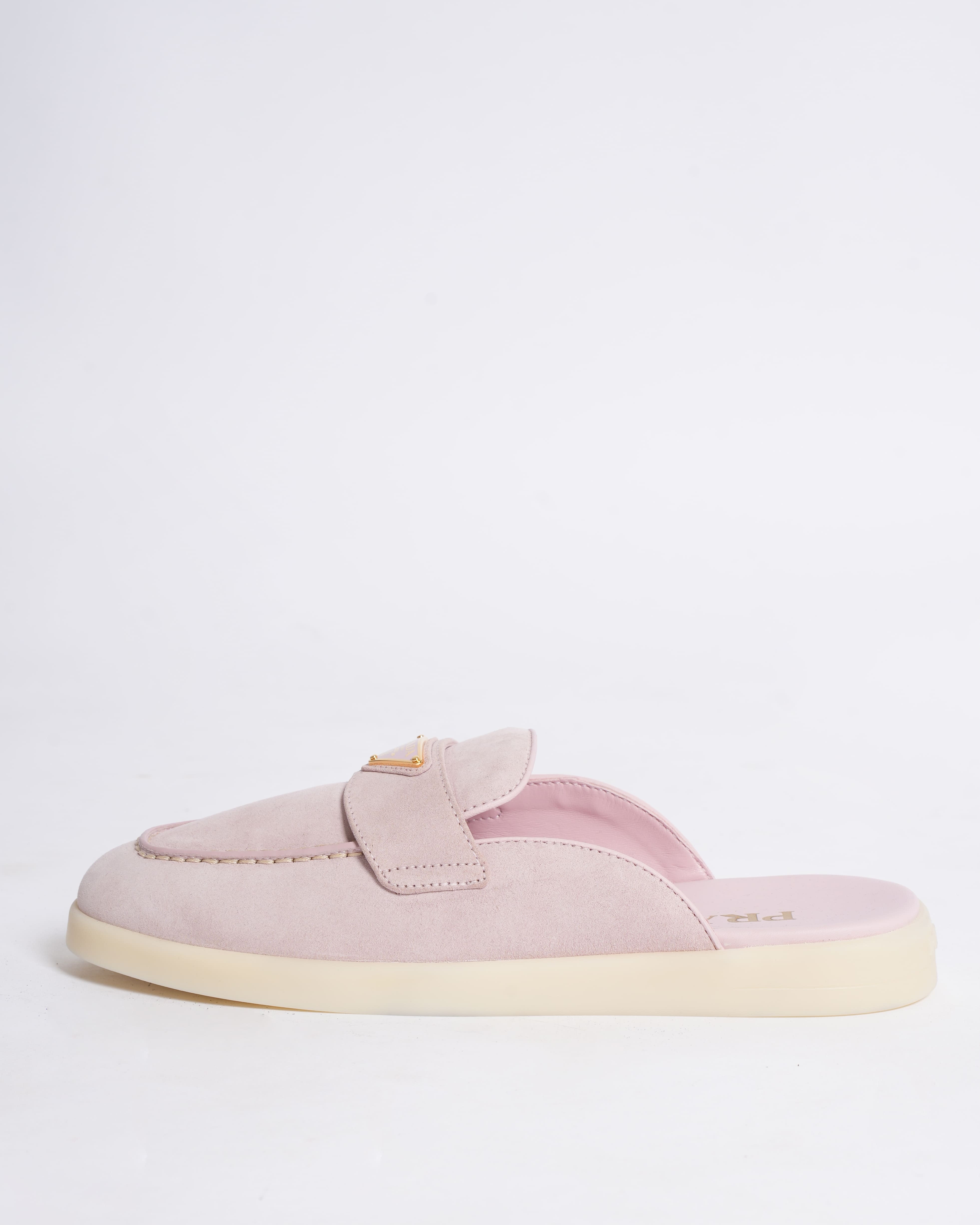 New Prada Neutral Suede Women's Mules