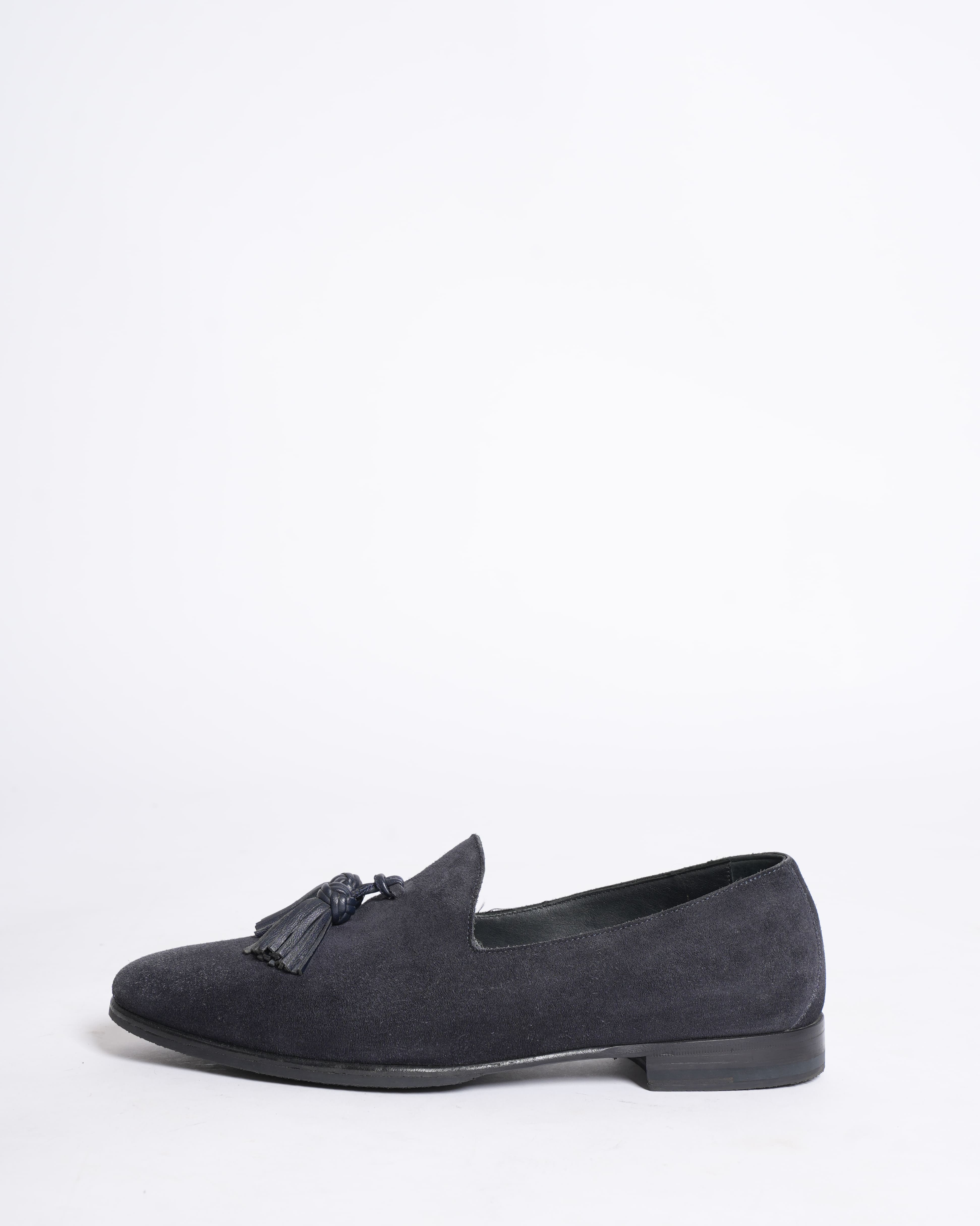 Burberry Monogram Motif Velvet and Leather Loafers
