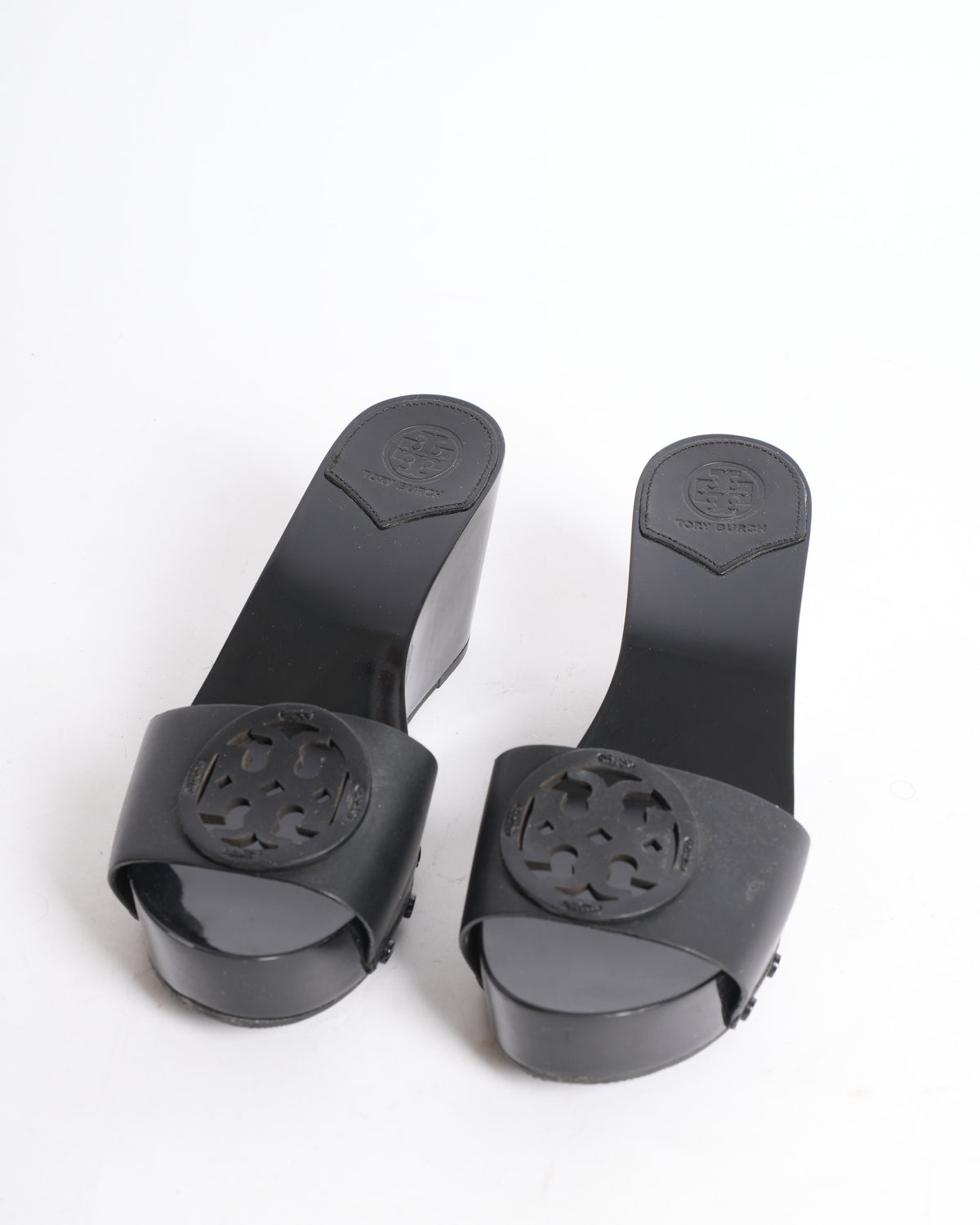 Tory Burch Black Slide Sandals with Logo Detail