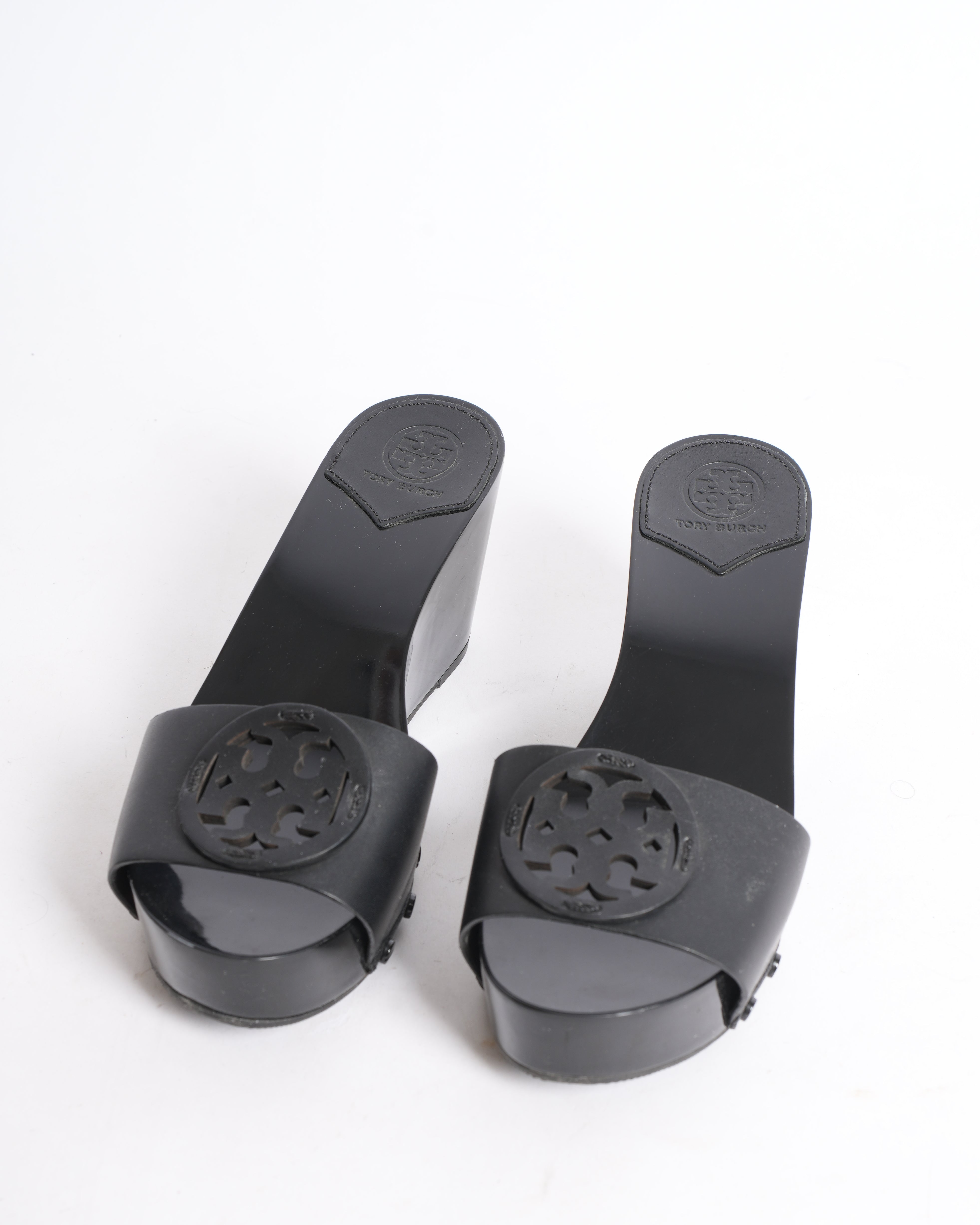 Tory Burch Black Slide Sandals with Logo Detail