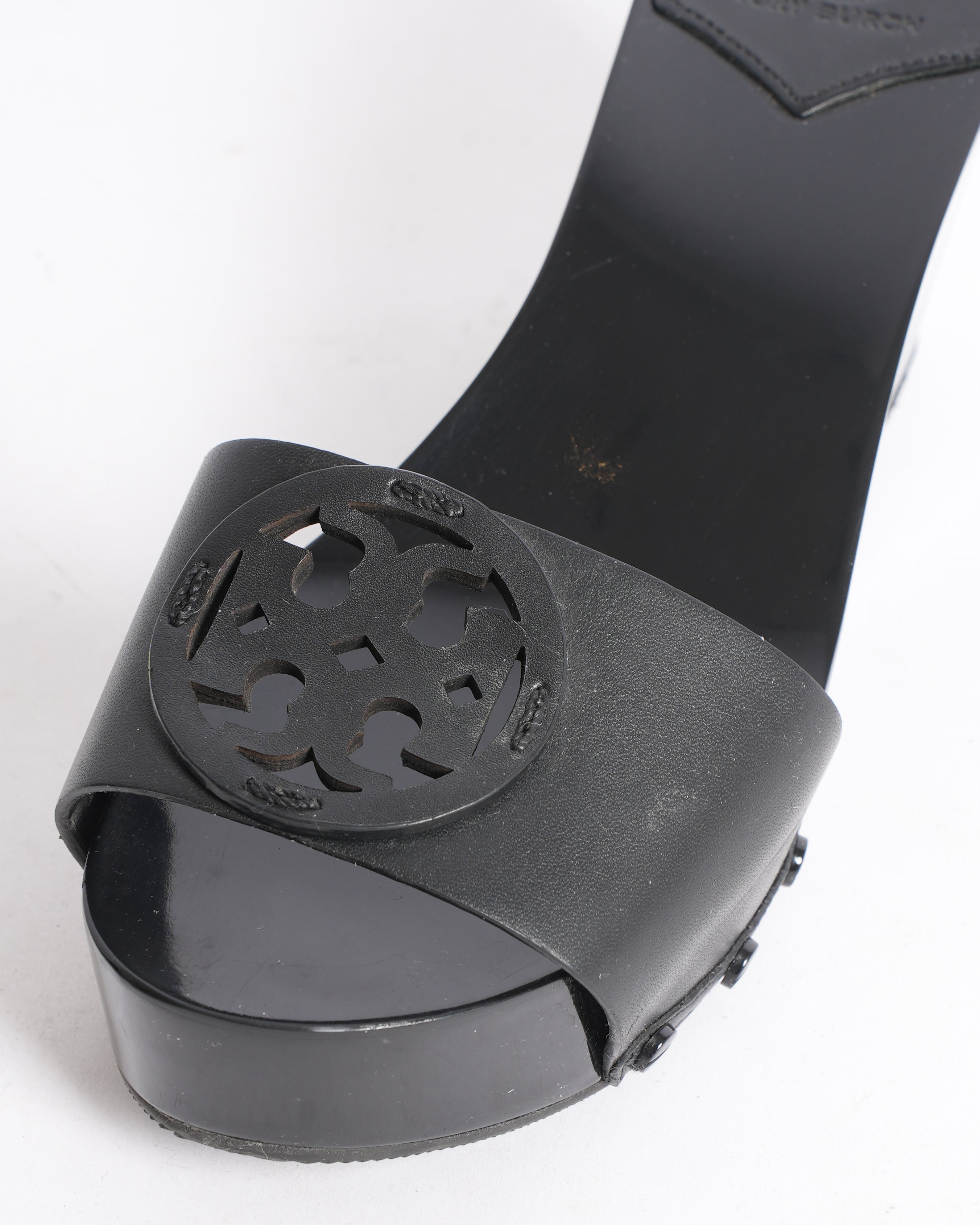 Tory Burch Black Slide Sandals with Logo Detail